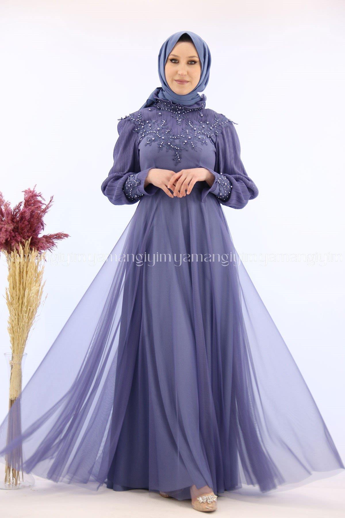 2178 NEW ELEGANS ELBİSE - İndigo