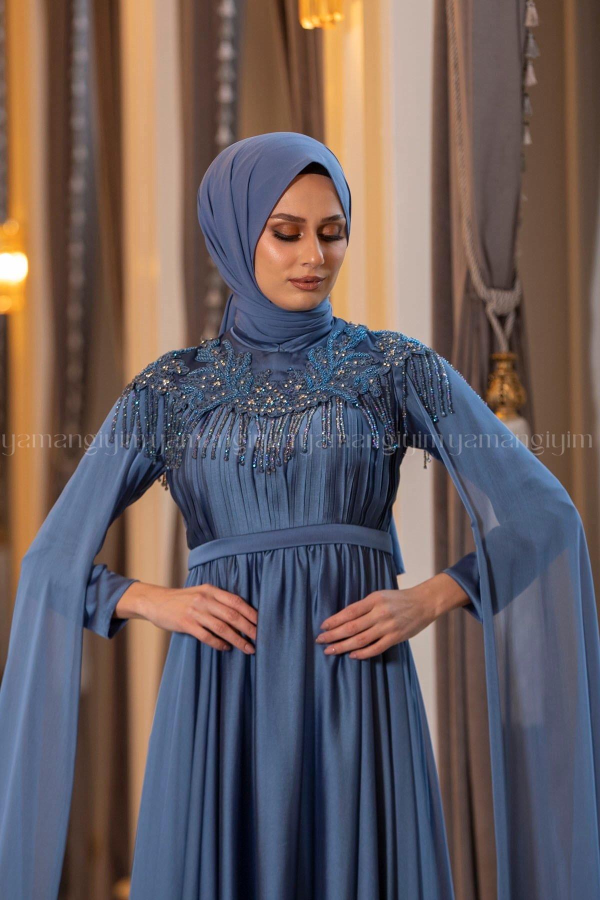 2190 NEW ELEGANS ELBİSE - İndigo