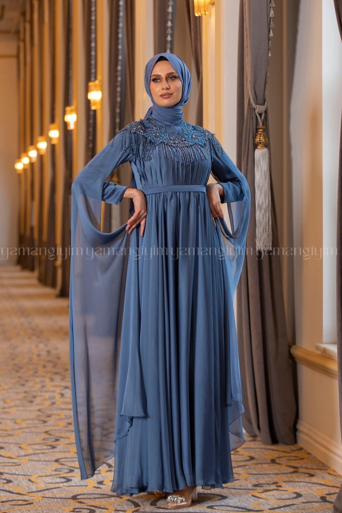 2190 NEW ELEGANS ELBİSE - İndigo