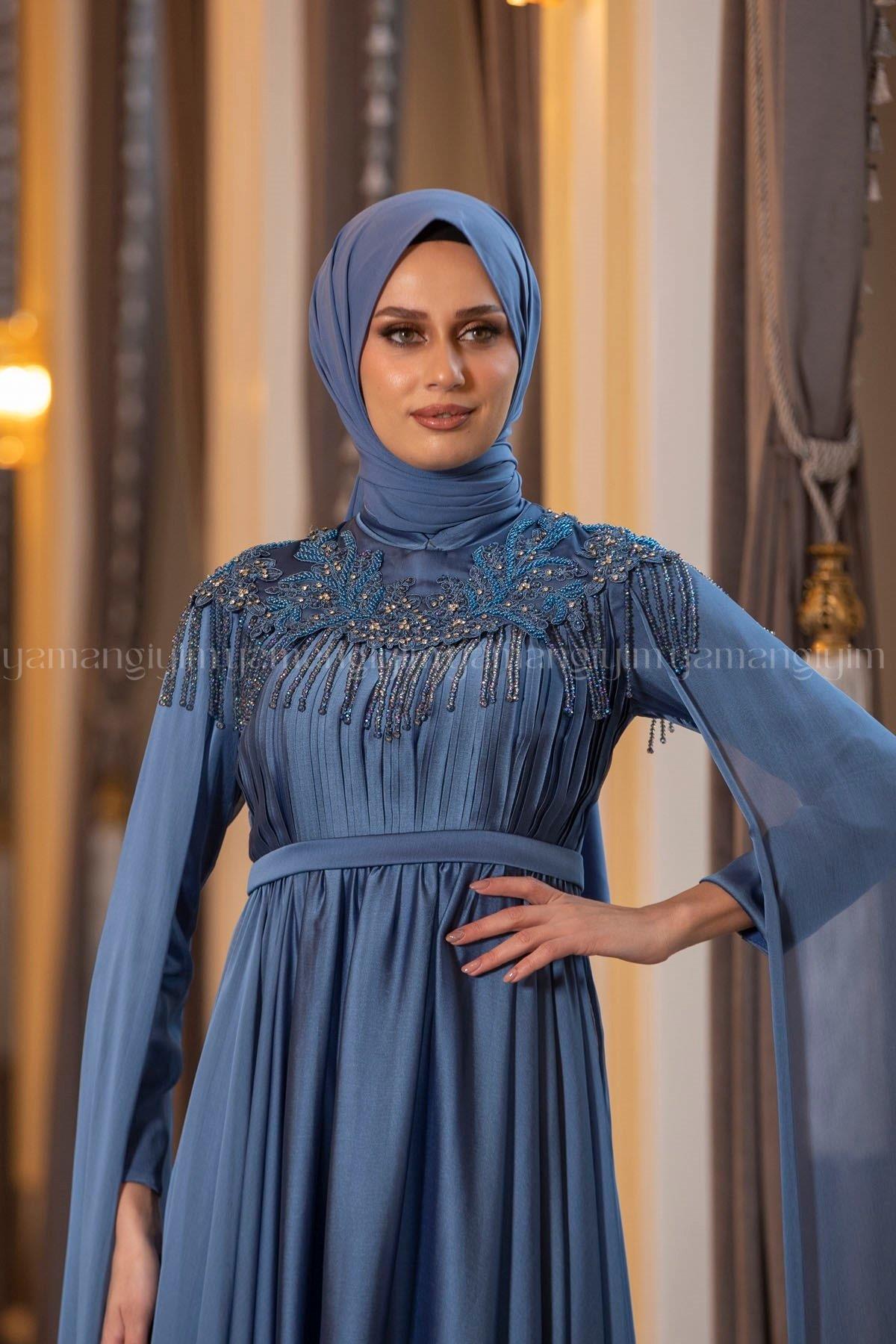 2190 NEW ELEGANS ELBİSE - İndigo