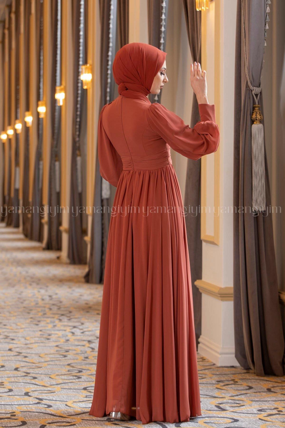 2194 NEW ELEGANS ELBİSE - Kiremit