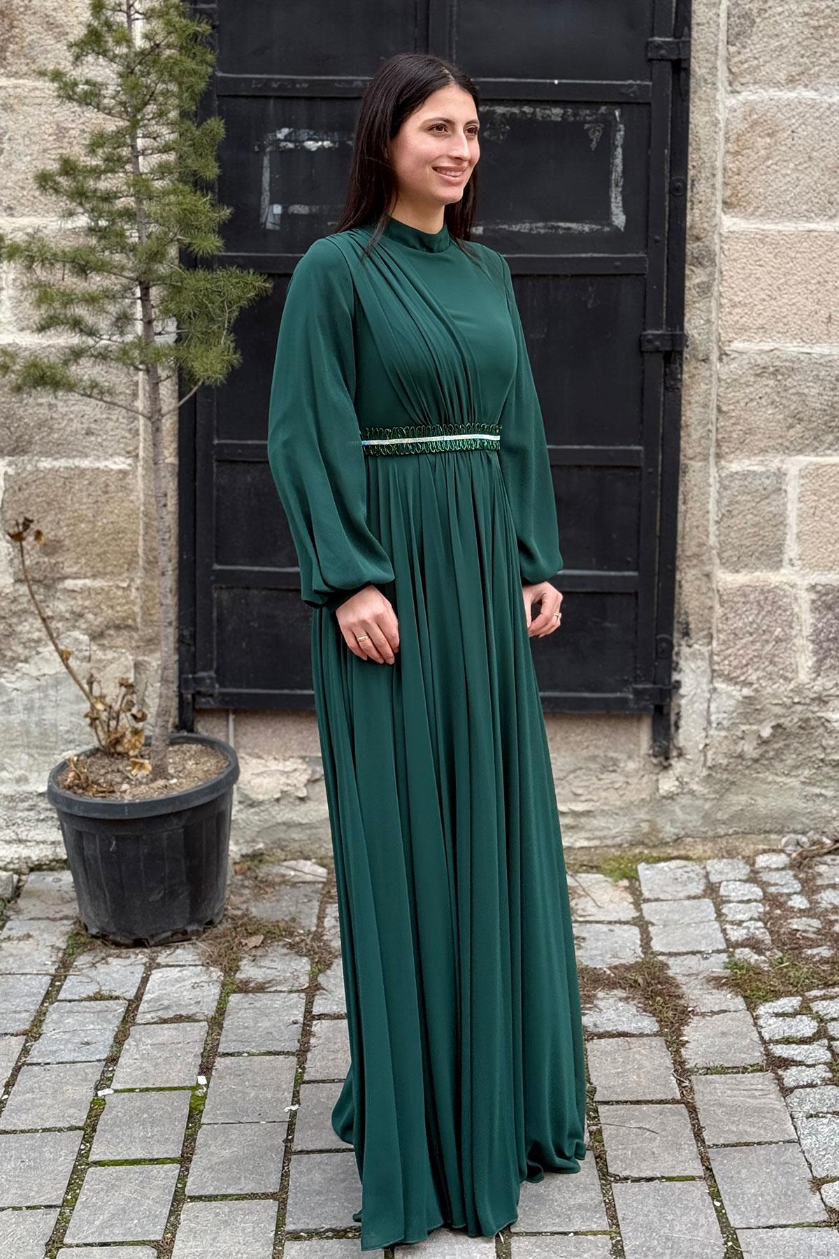 2204 NEW ELEGANS ELBİSE - Yeşil