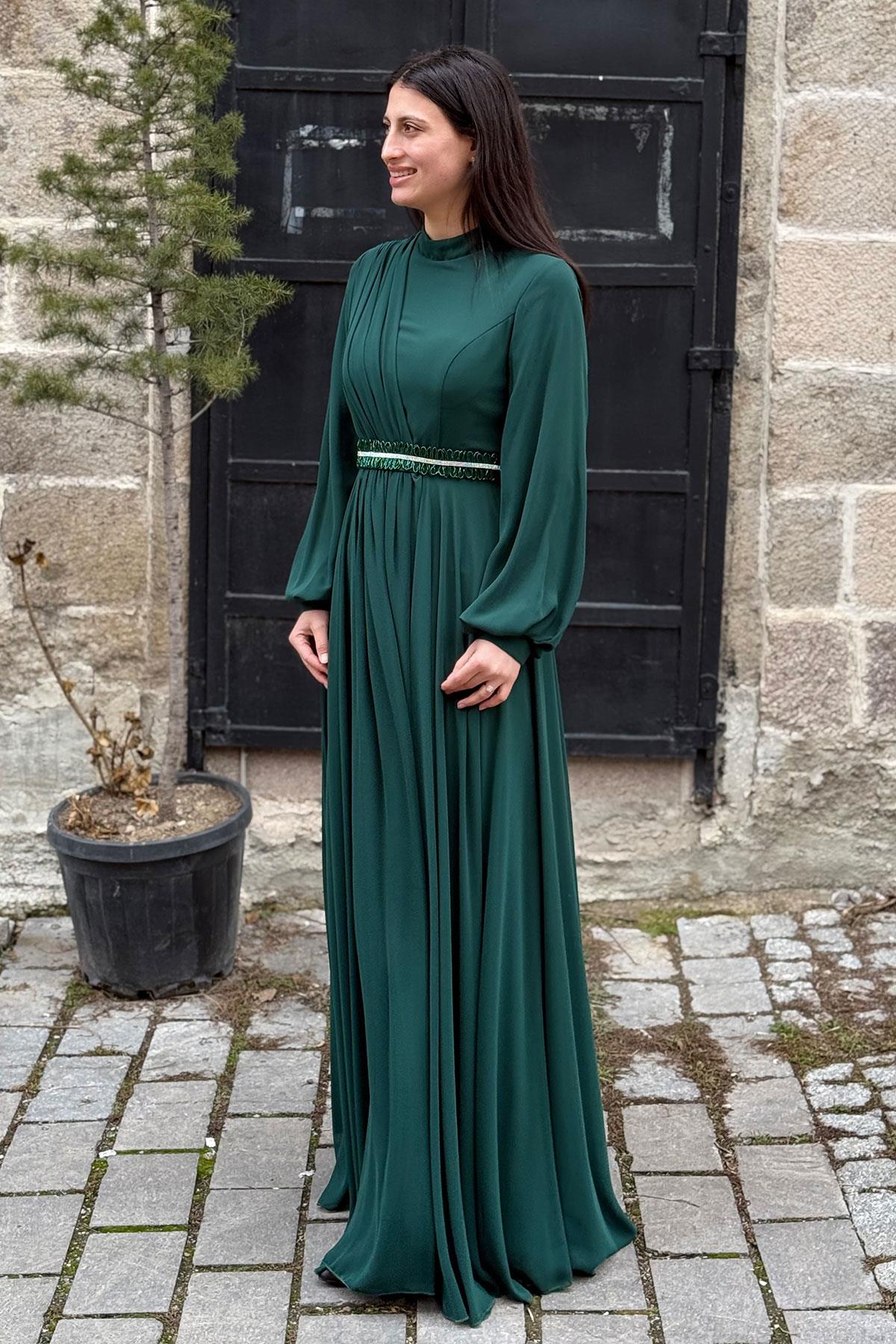 2204 NEW ELEGANS ELBİSE - Yeşil