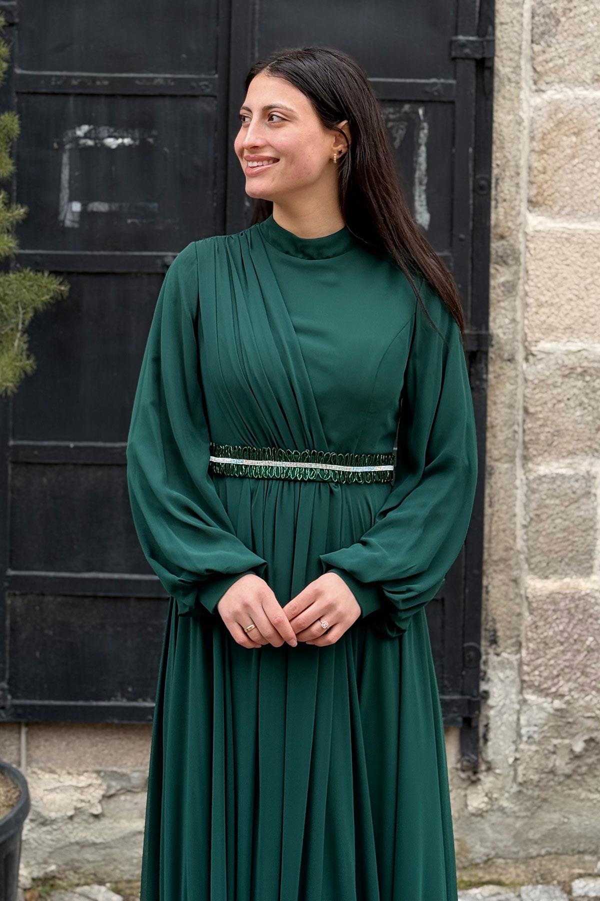 2204 NEW ELEGANS ELBİSE - Yeşil