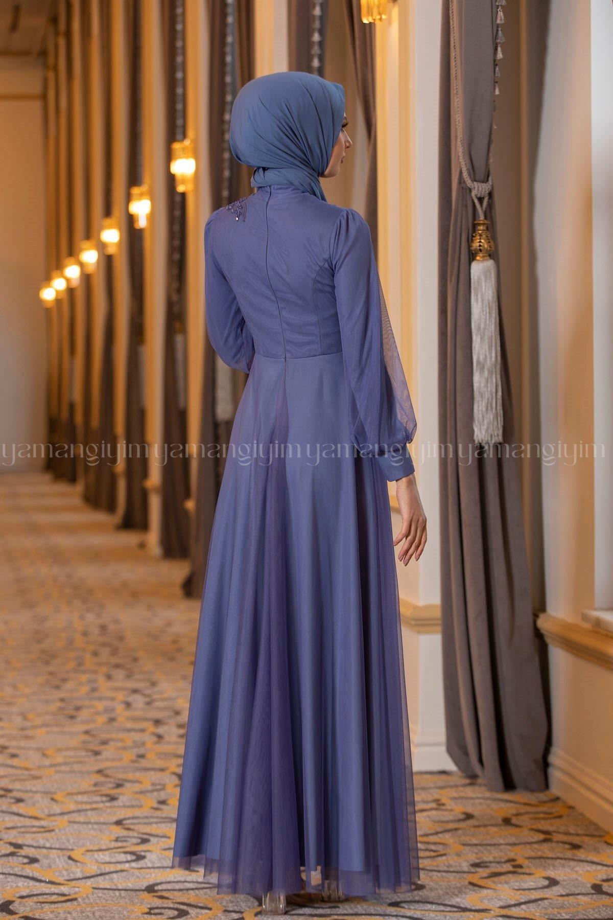 2206 NEW ELEGANS ELBİSE - İndigo