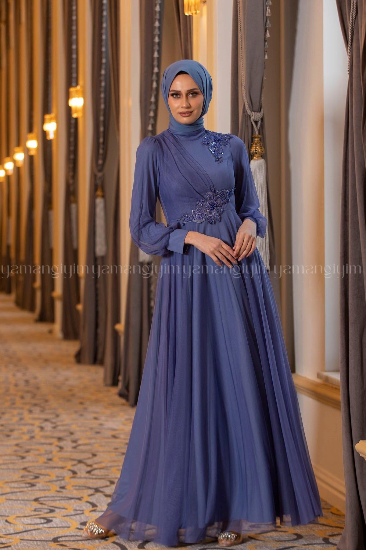 2206 NEW ELEGANS ELBİSE - İndigo