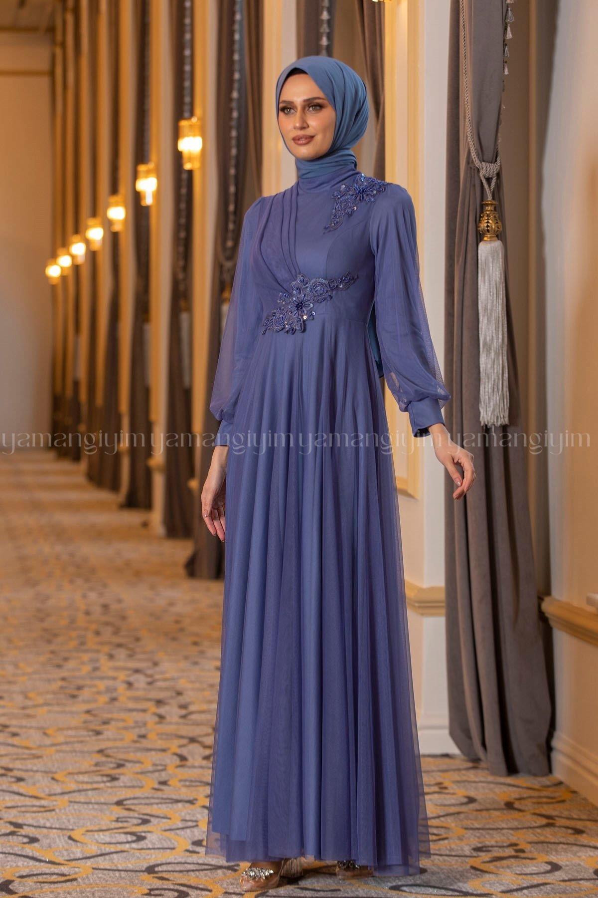 2206 NEW ELEGANS ELBİSE - İndigo
