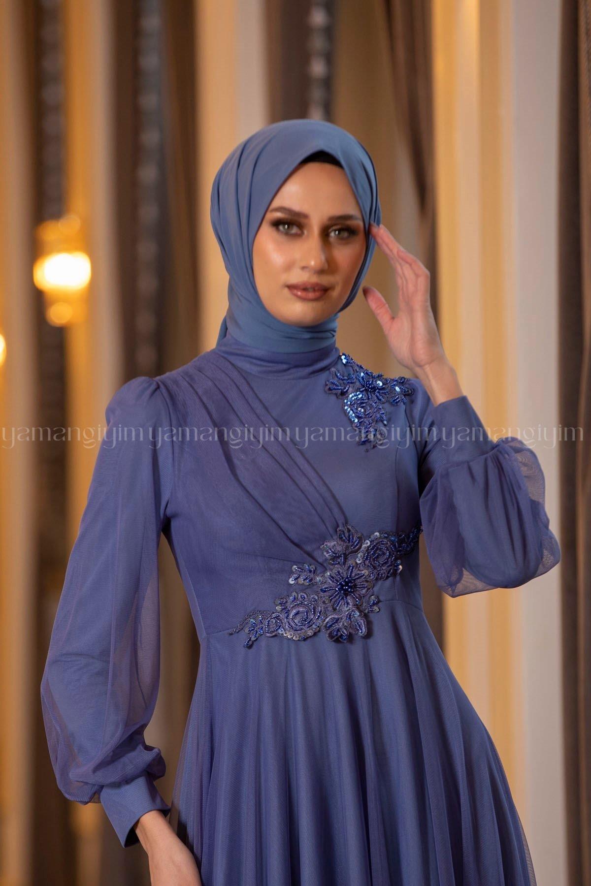 2206 NEW ELEGANS ELBİSE - İndigo