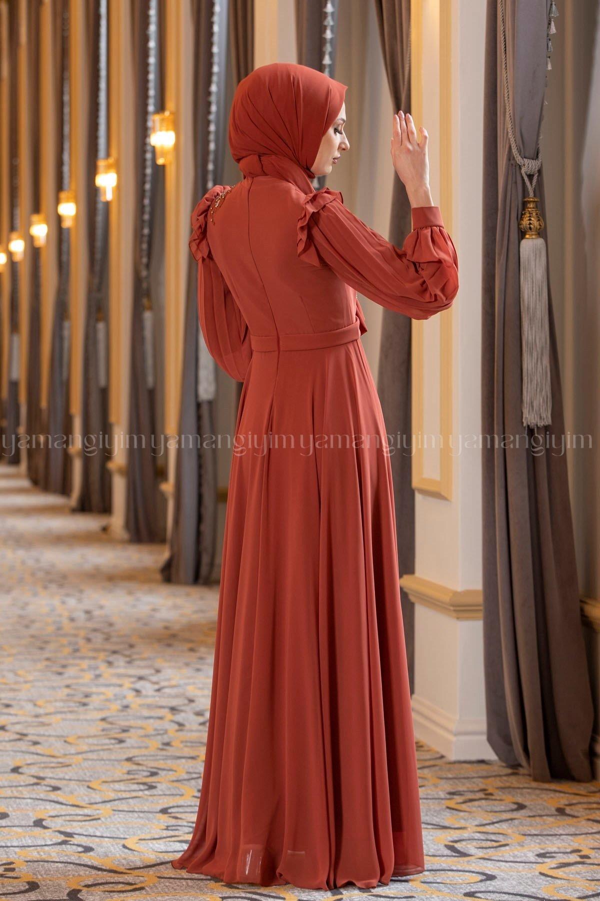 2211 NEW ELEGANS ELBİSE - Kiremit