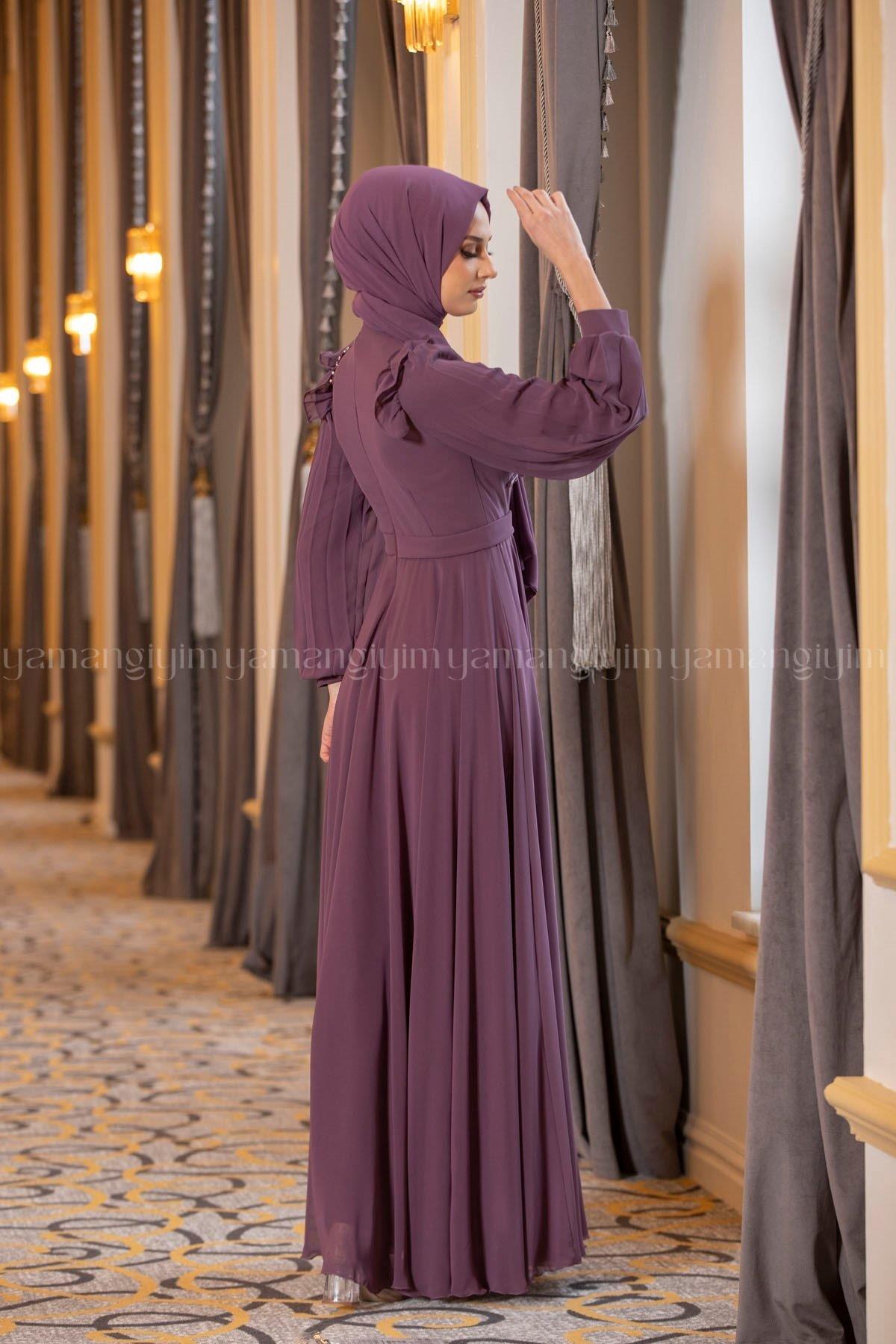 2211 NEW ELEGANS ELBİSE - Koyu Gül