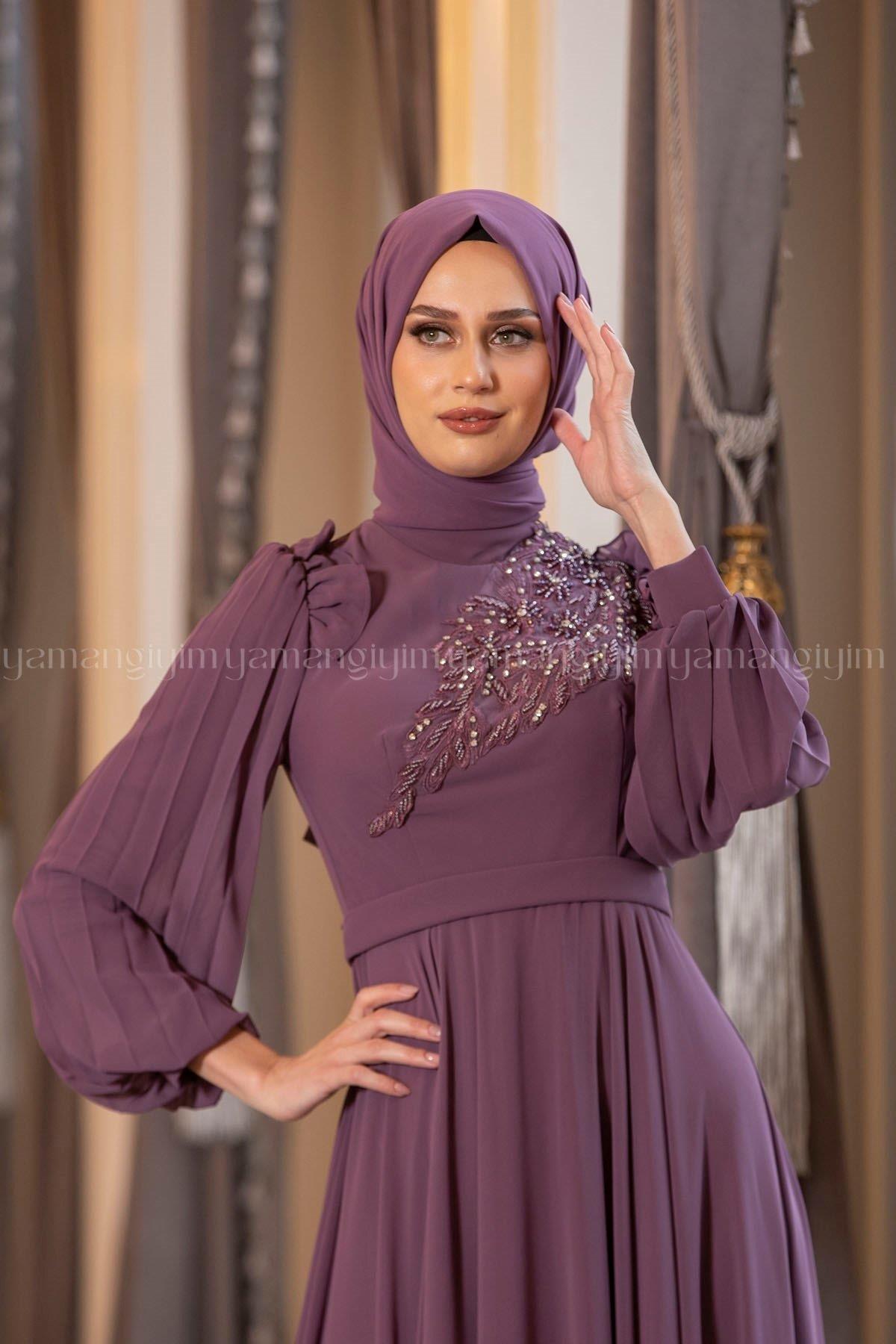 2211 NEW ELEGANS ELBİSE - Koyu Gül