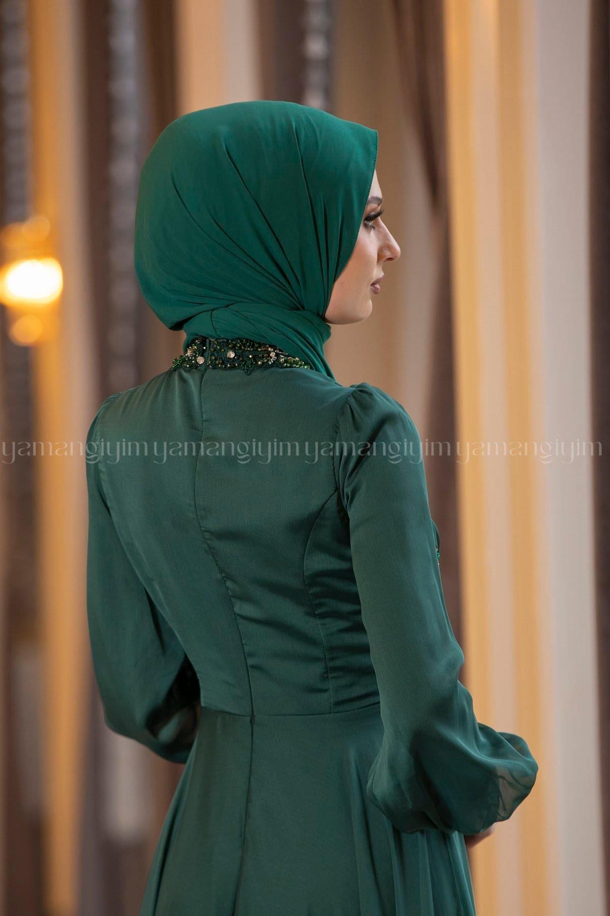 2215 NEW ELEGANS ELBİSE - Yeşil