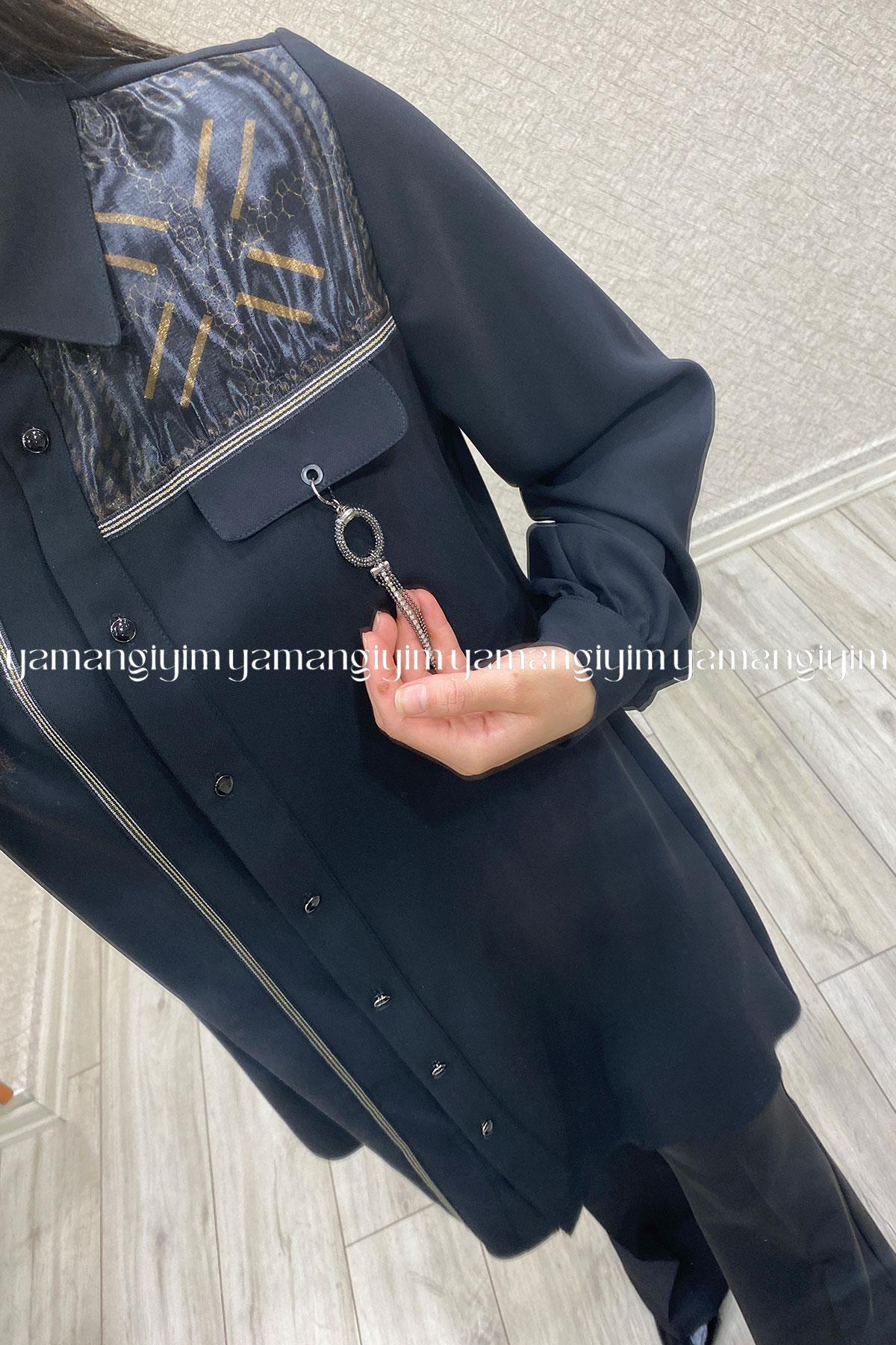 2217 MOR İPEK TUNİK - Siyah