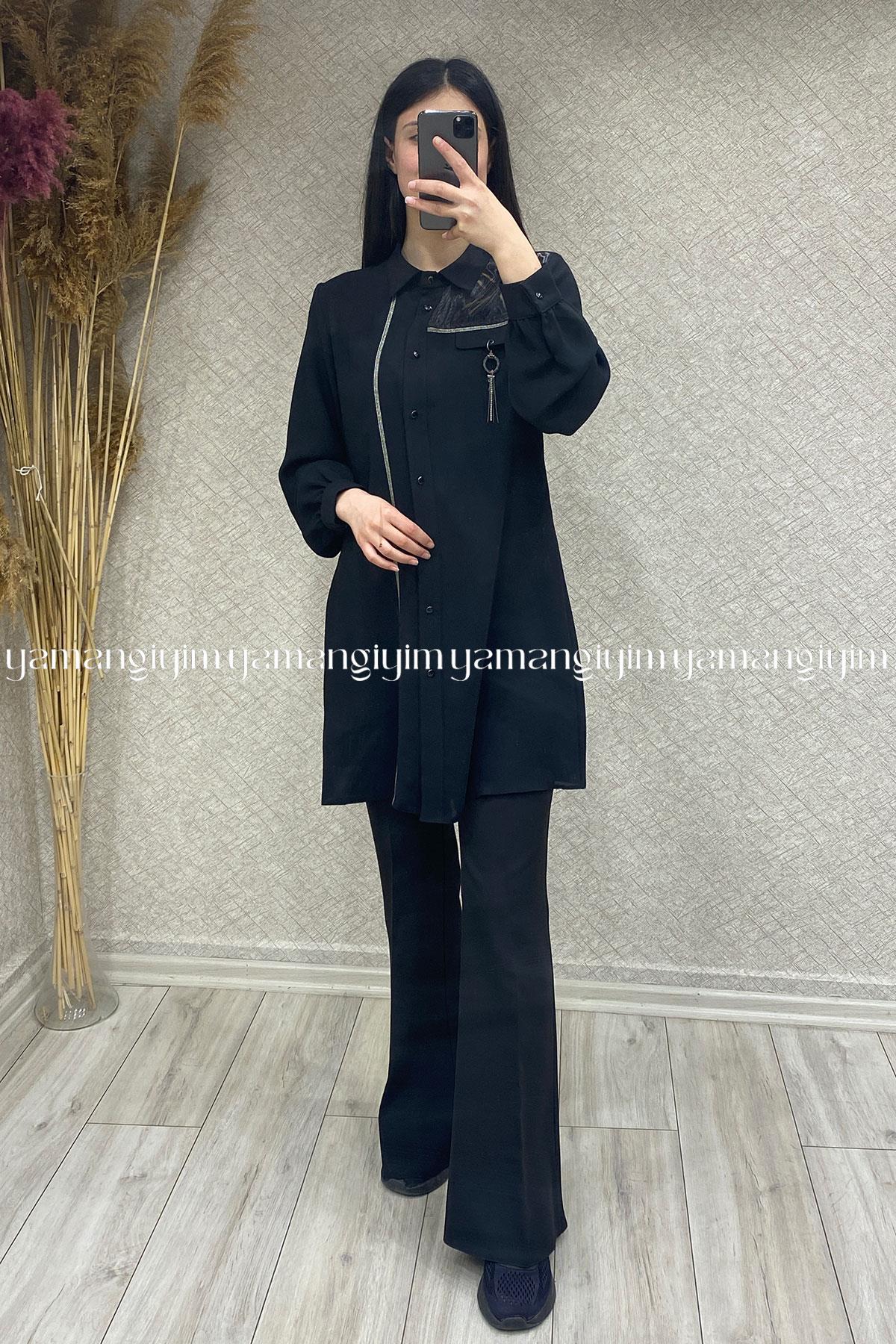 2217 MOR İPEK TUNİK - Siyah