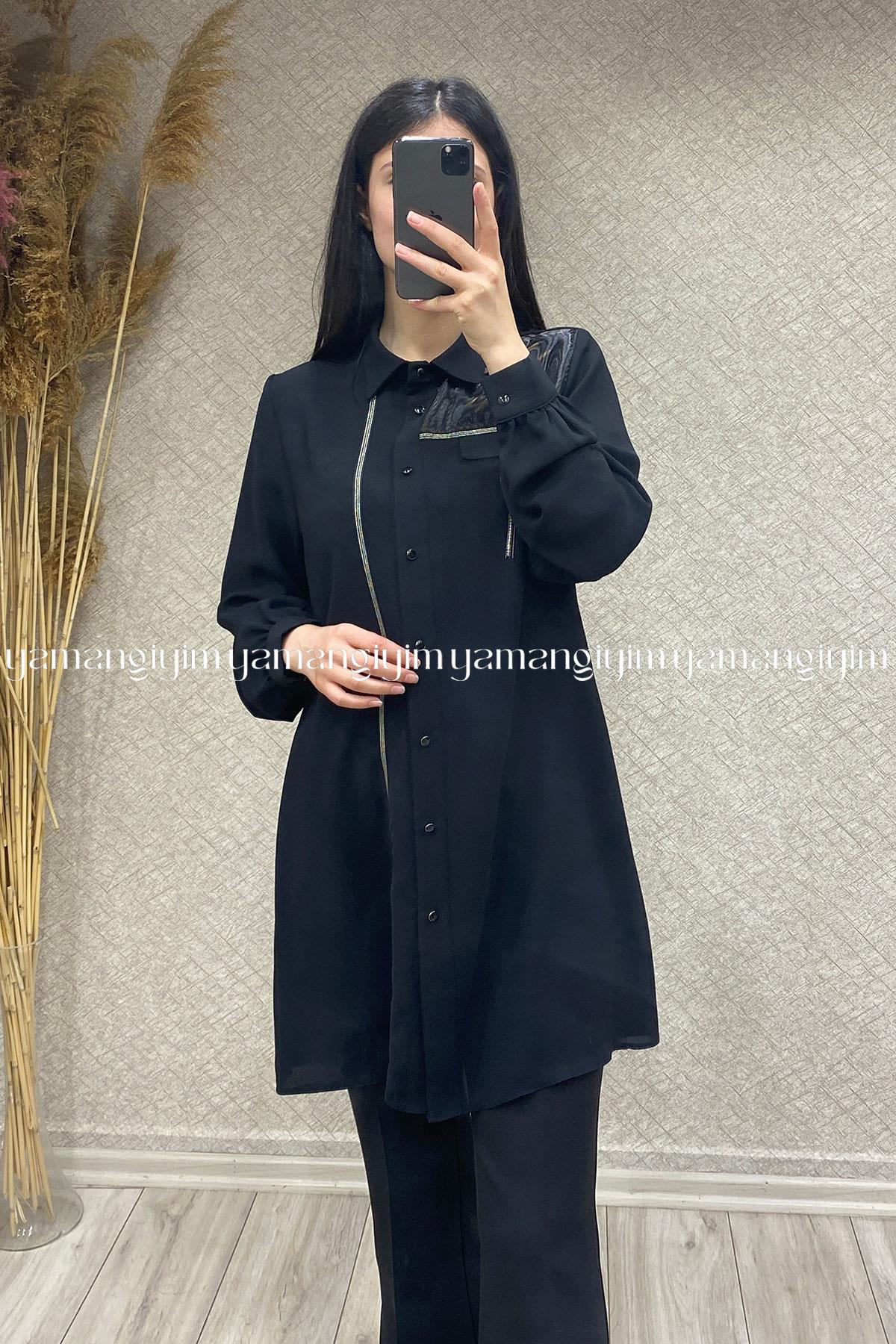 2217 MOR İPEK TUNİK - Siyah