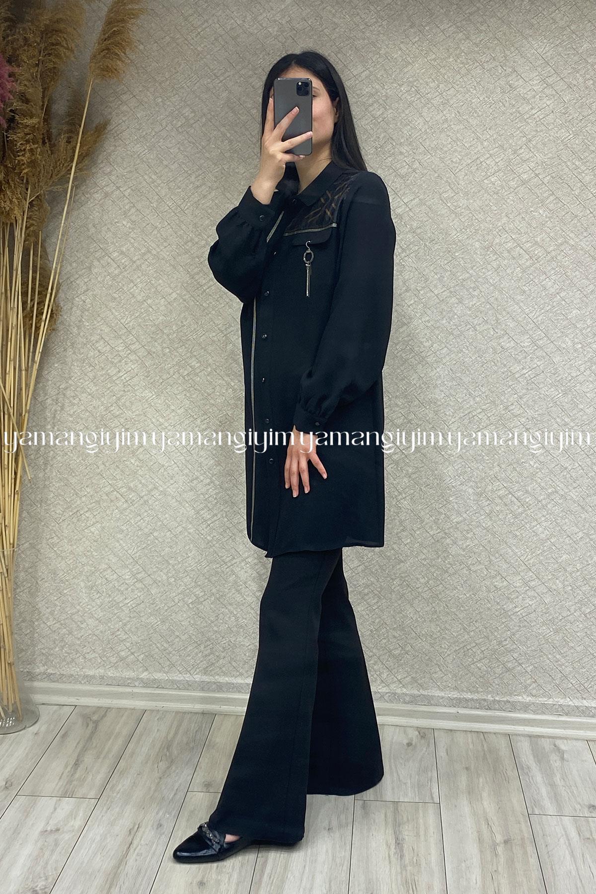 2217 MOR İPEK TUNİK - Siyah