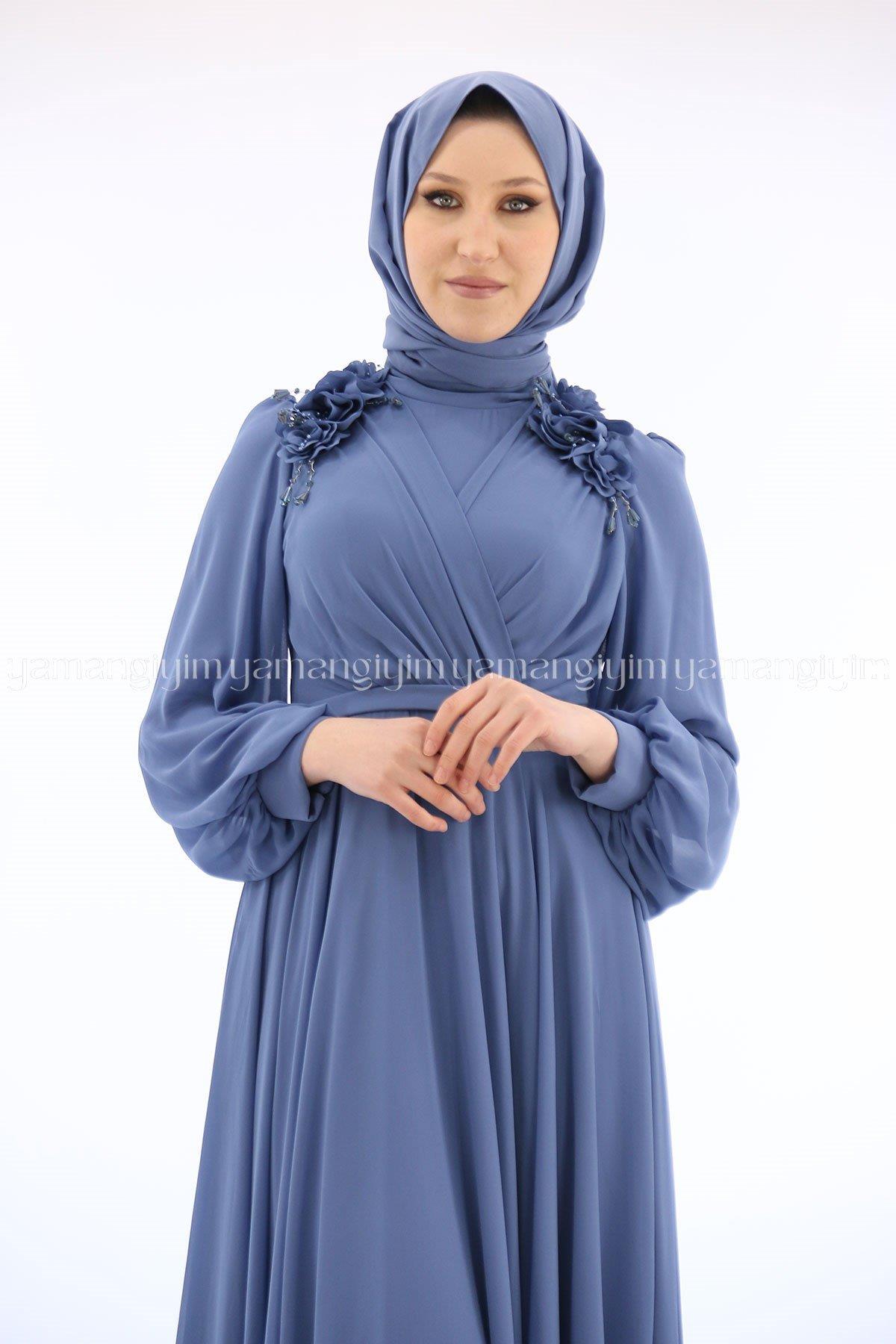 2223 NEW ELEGANS ELBİSE - İndigo