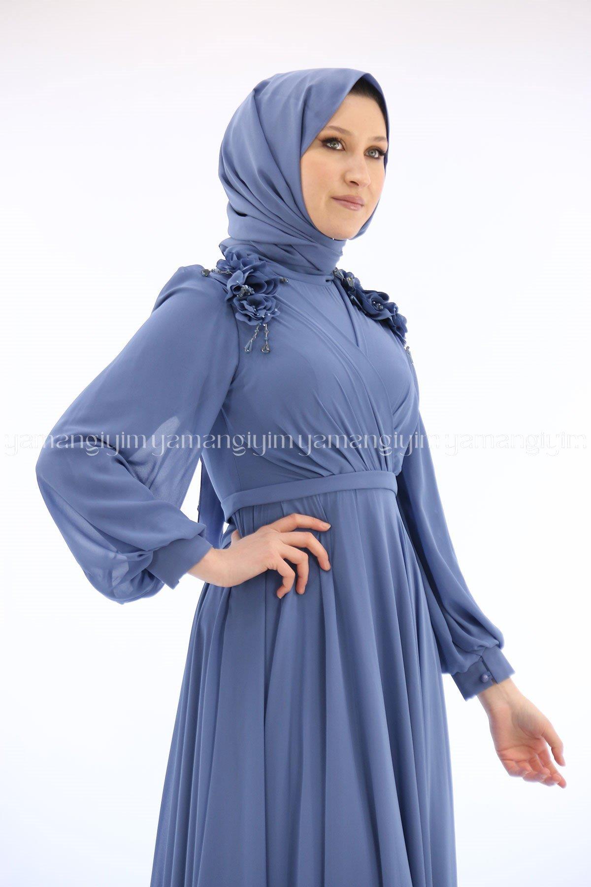 2223 NEW ELEGANS ELBİSE - İndigo