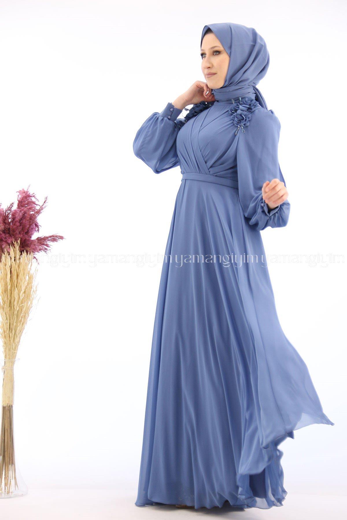 2223 NEW ELEGANS ELBİSE - İndigo