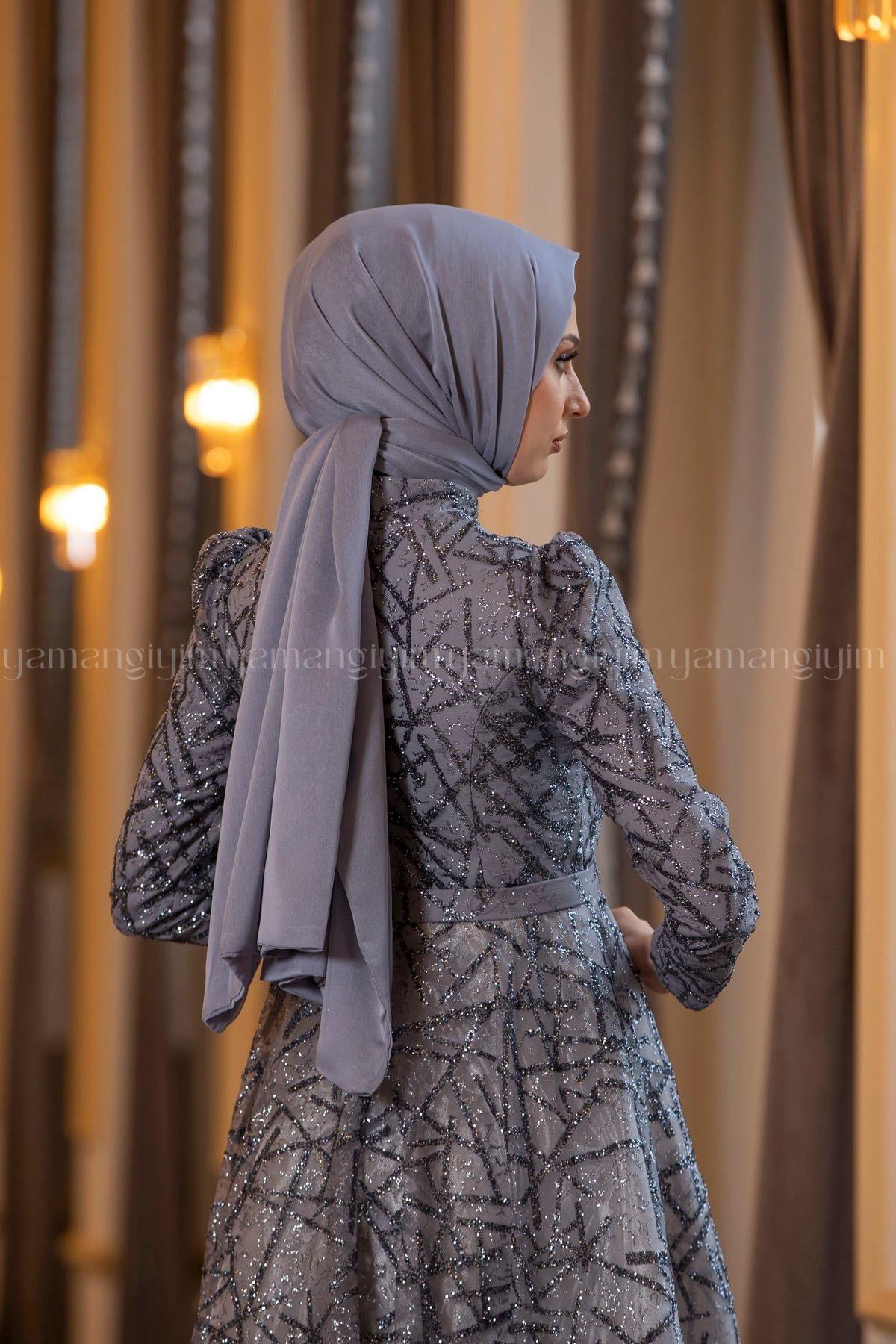 2228 NEW ELEGANS ELBİSE - Gri