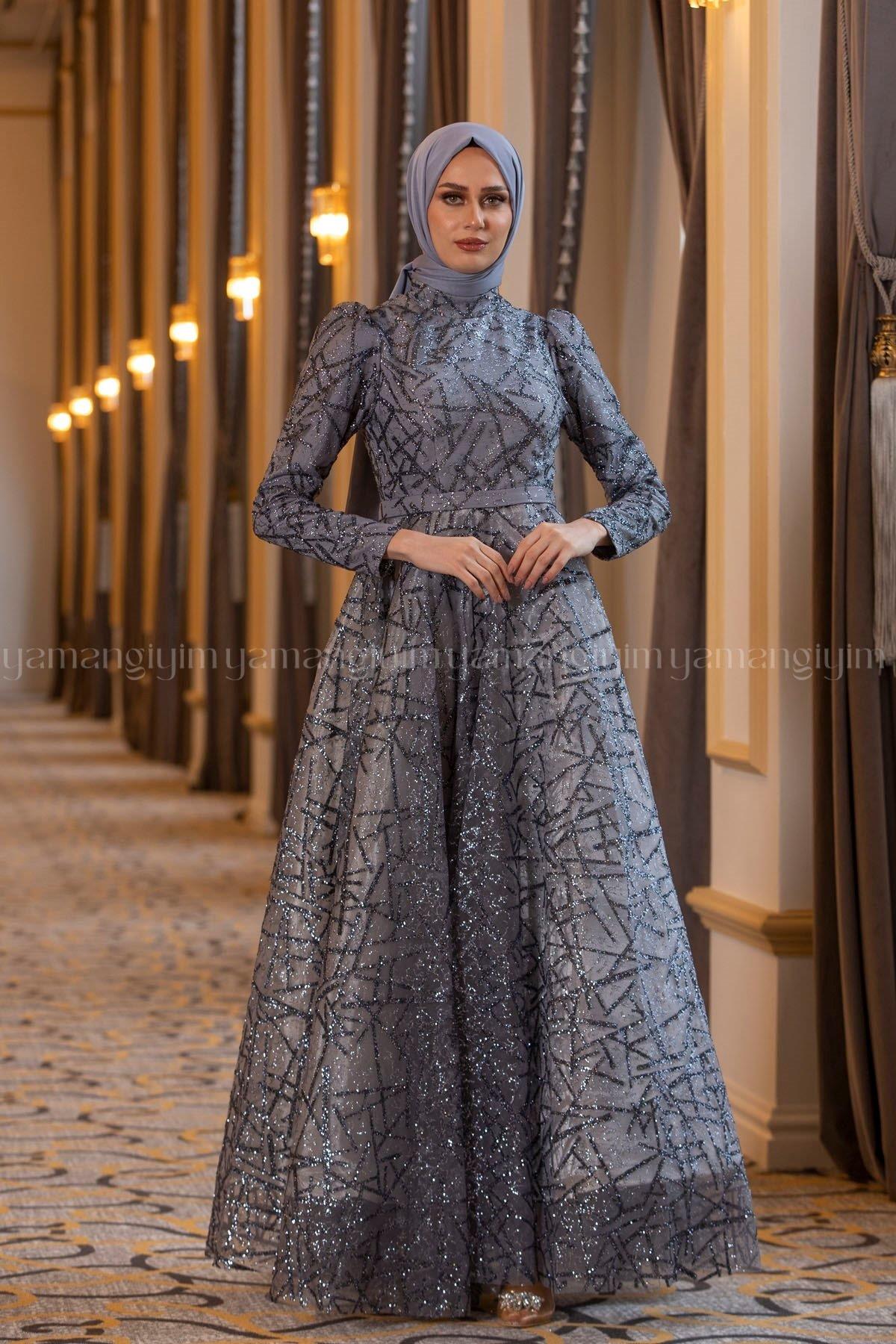 2228 NEW ELEGANS ELBİSE - Gri