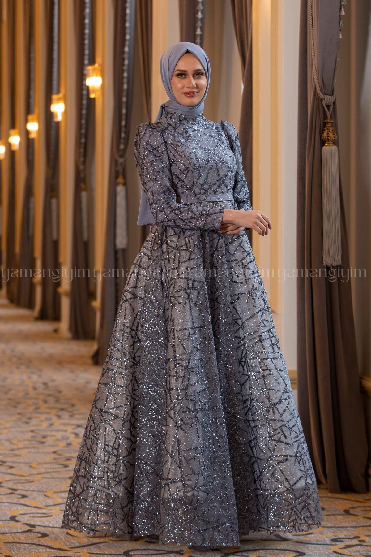 2228 NEW ELEGANS ELBİSE - Gri