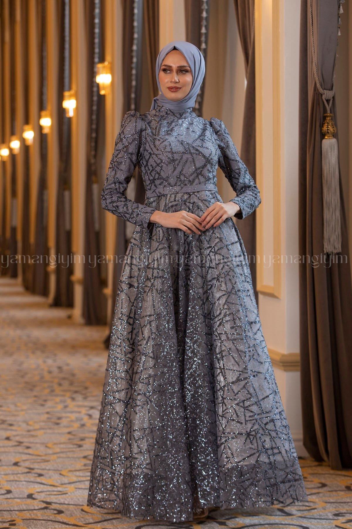 2228 NEW ELEGANS ELBİSE - Gri