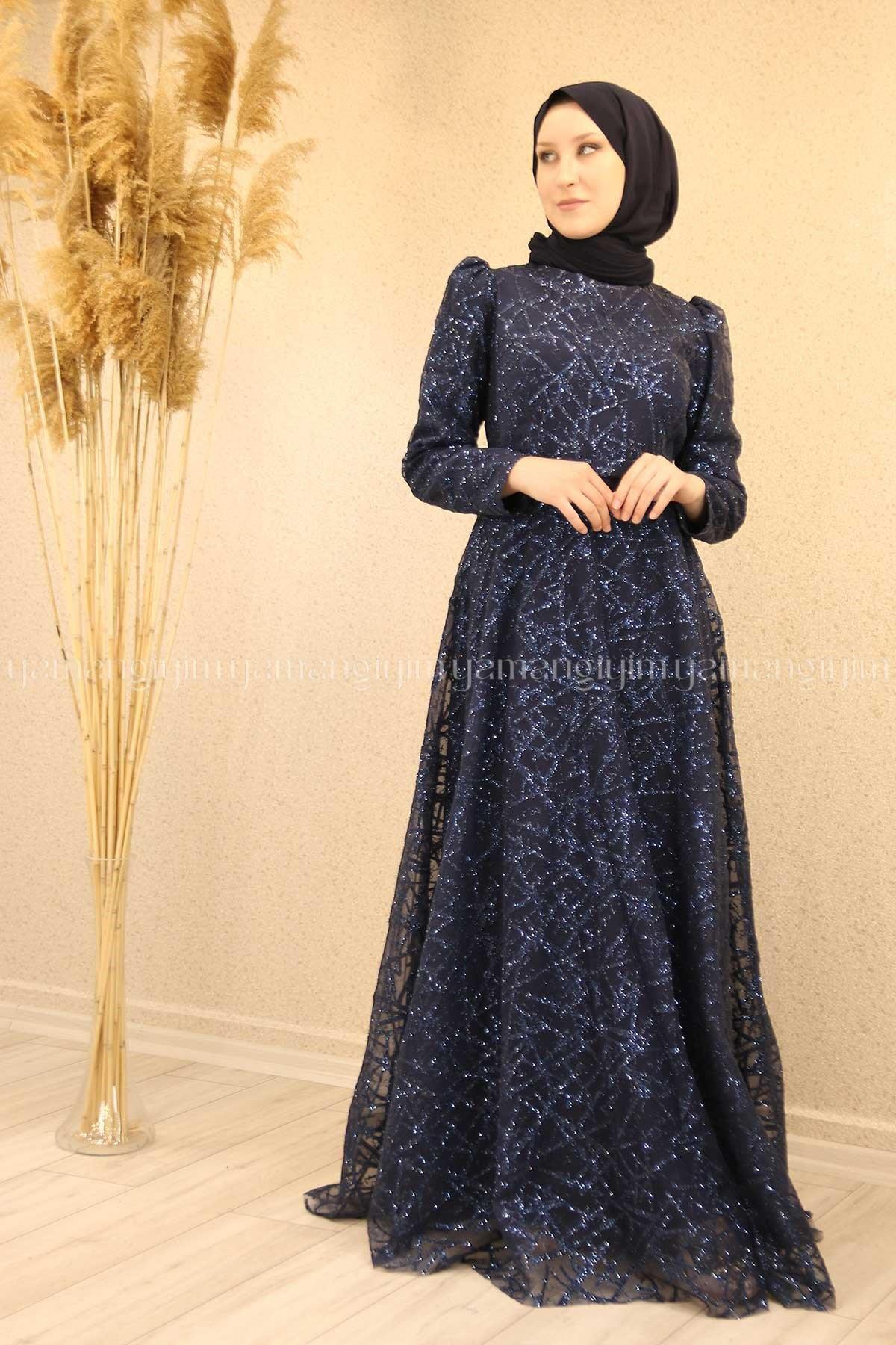 2228 NEW ELEGANS ELBİSE - Lacivert