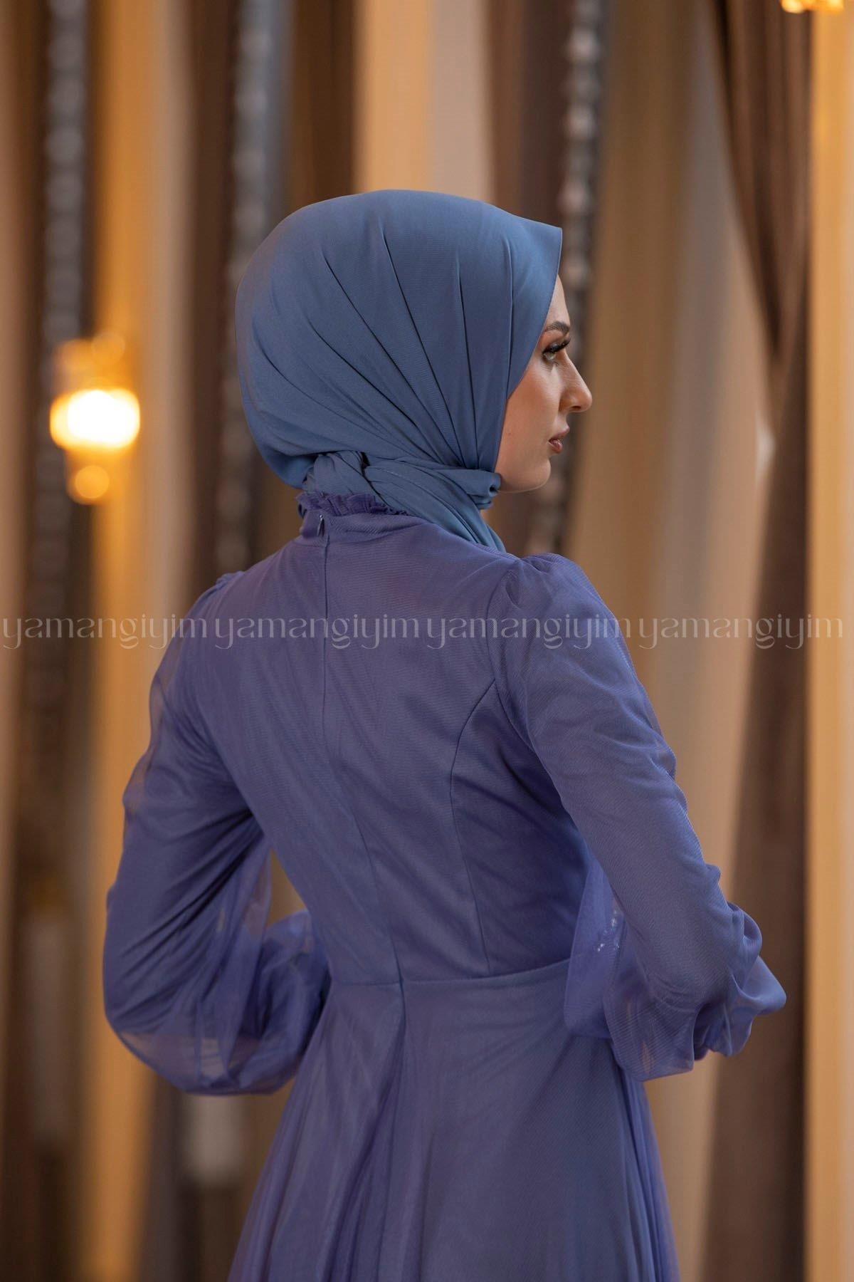 2229 NEW ELEGANS ELBİSE - İndigo