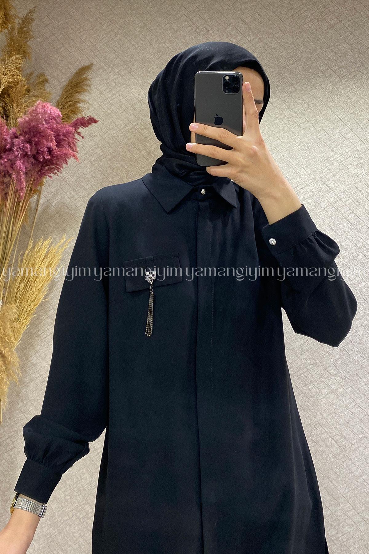 2231 MOR İPEK TUNİK - Siyah