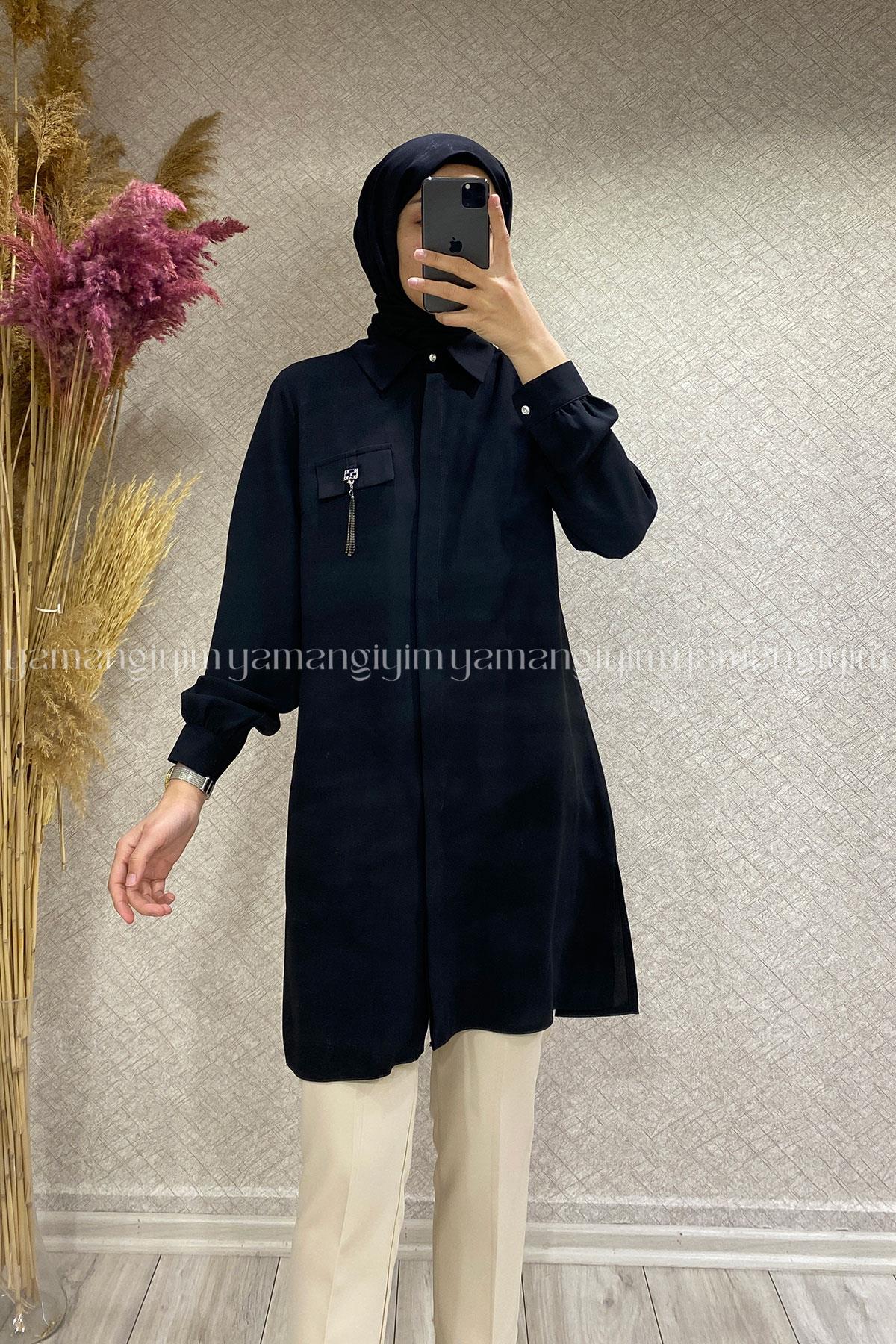 2231 MOR İPEK TUNİK - Siyah