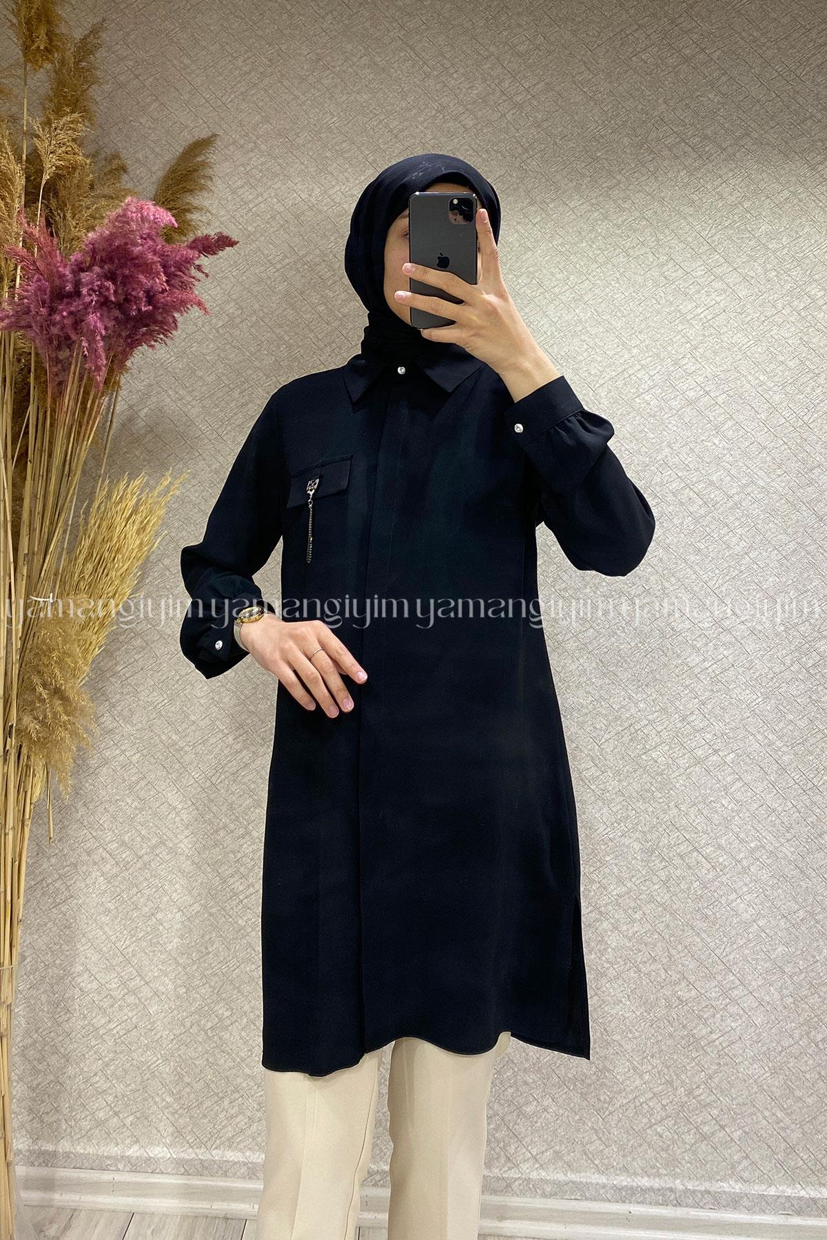 2231 MOR İPEK TUNİK - Siyah