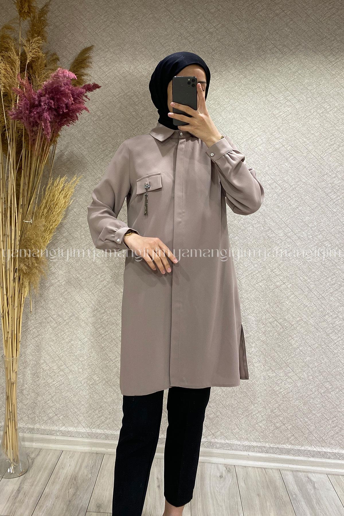 2231 MOR İPEK TUNİK - Taş