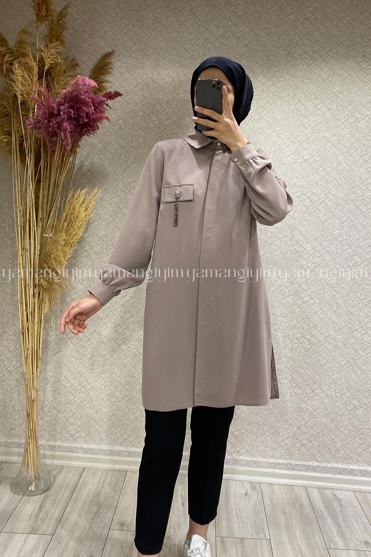 2231 MOR İPEK TUNİK - Taş