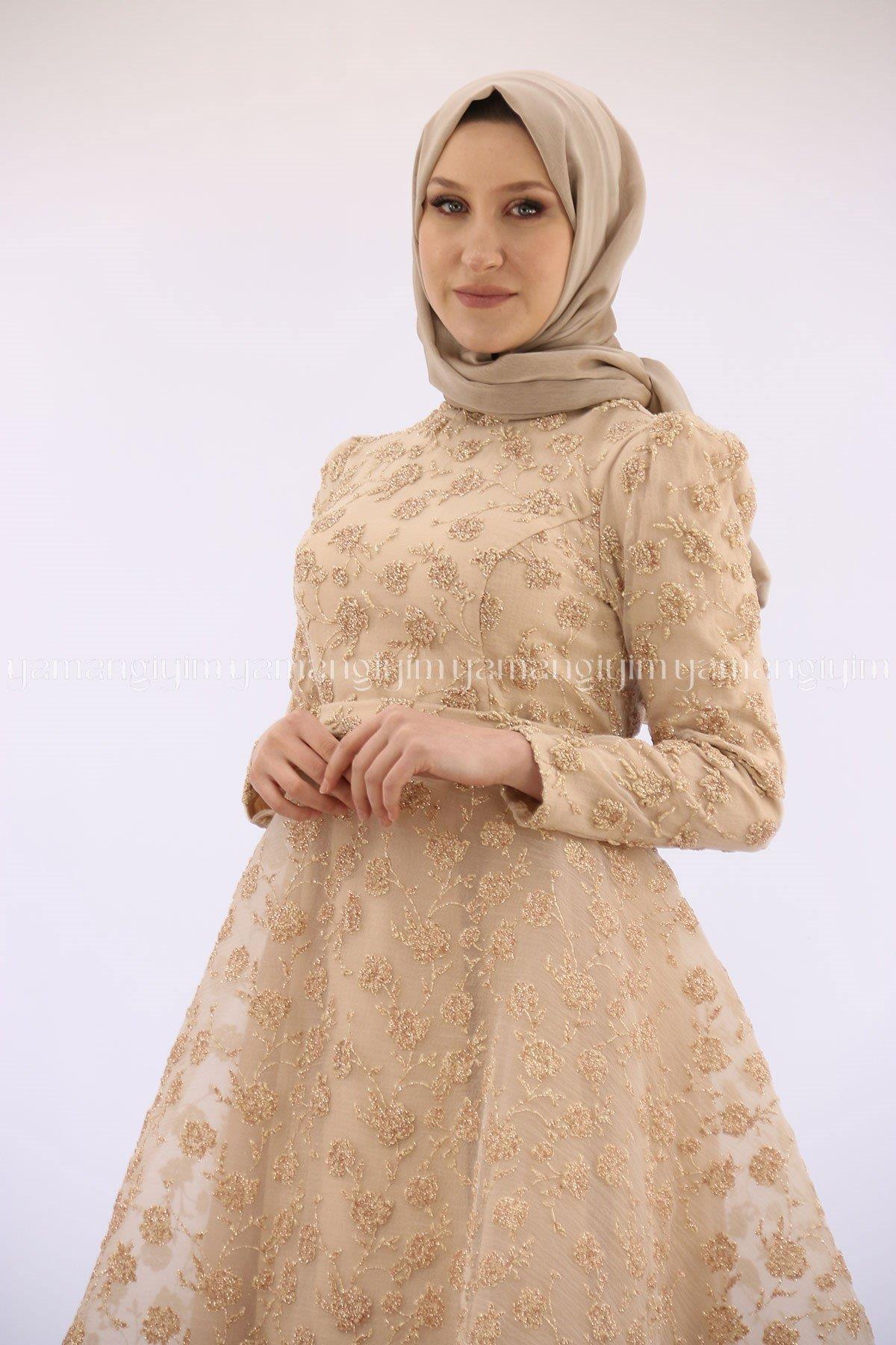 2238 NEW ELEGANS ELBİSE - Gold