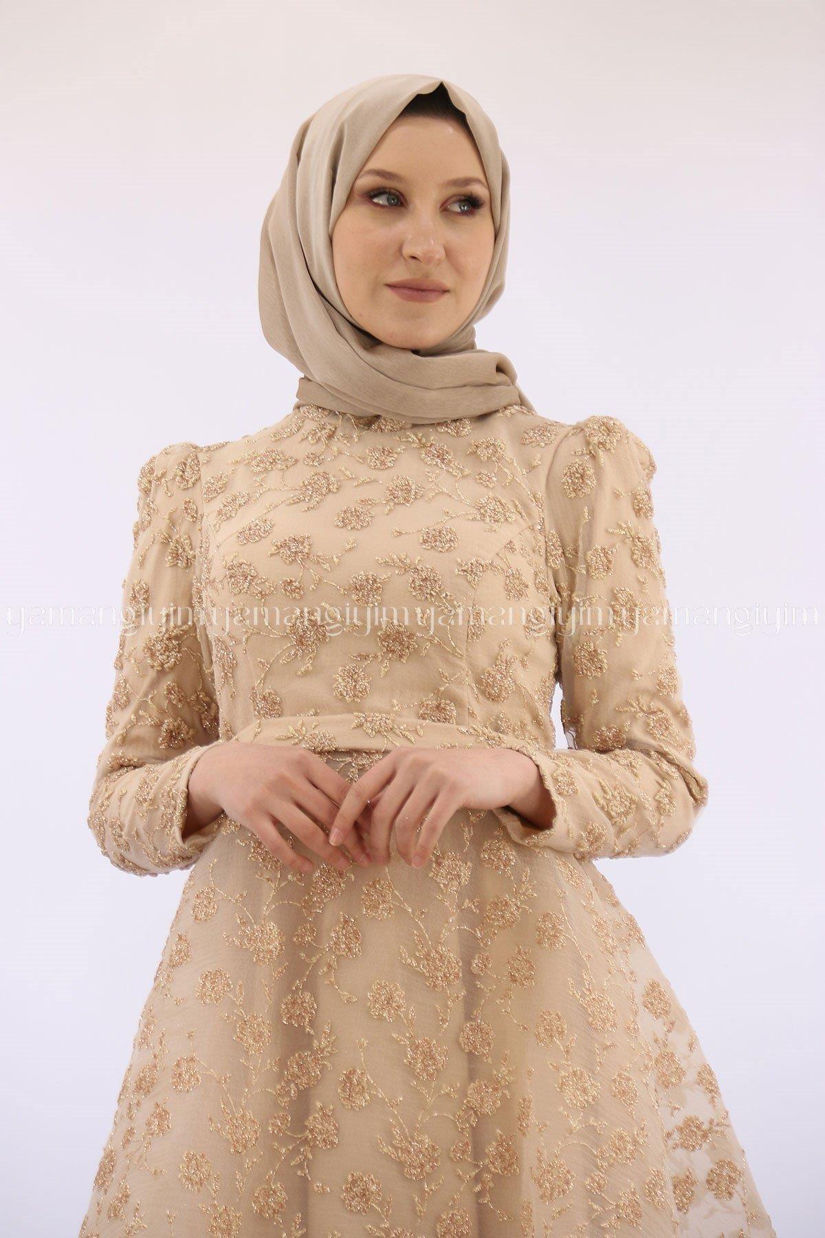 2238 NEW ELEGANS ELBİSE - Gold