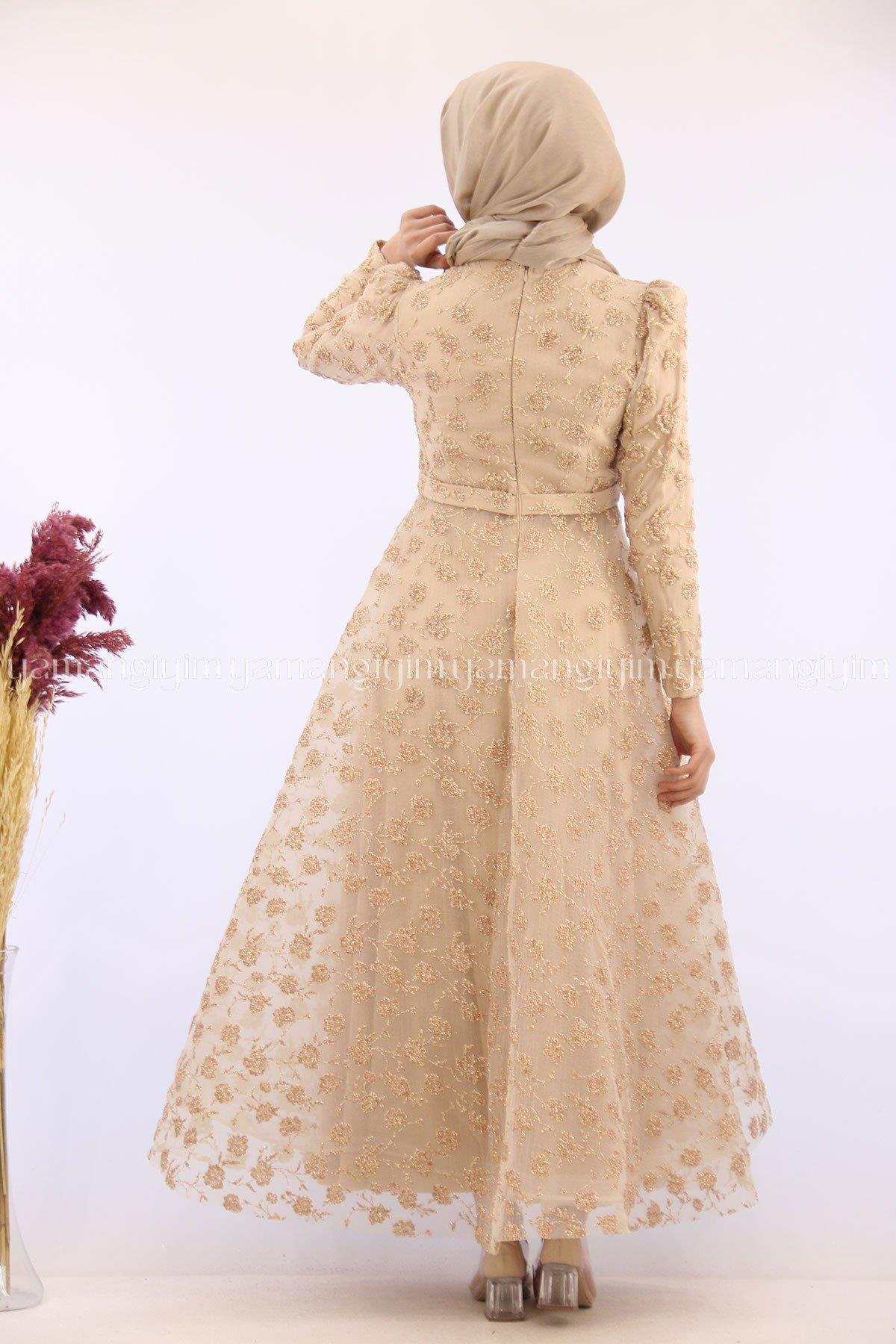 2238 NEW ELEGANS ELBİSE - Gold