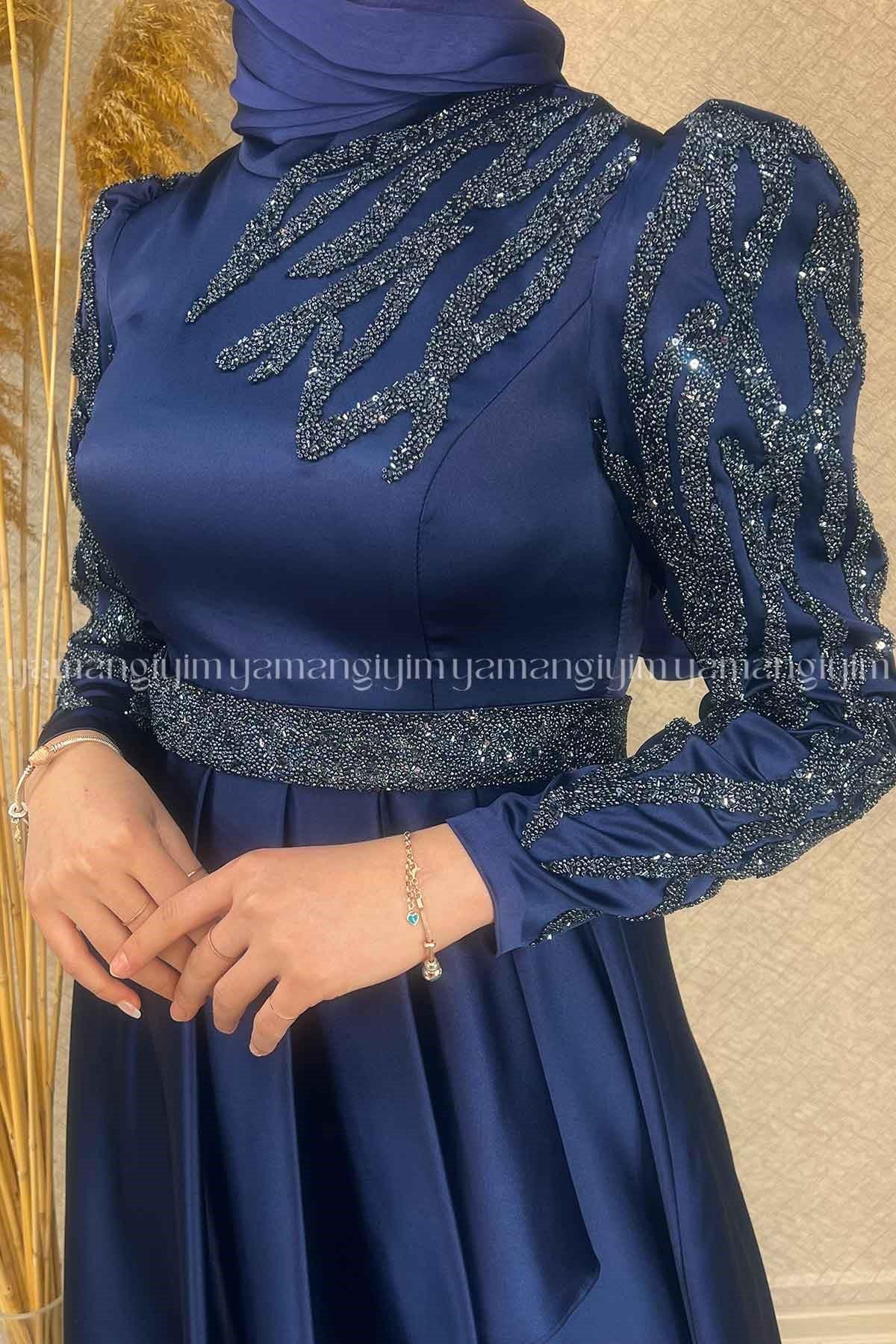 2267 NEW ELEGANS ELBİSE - Lacivert