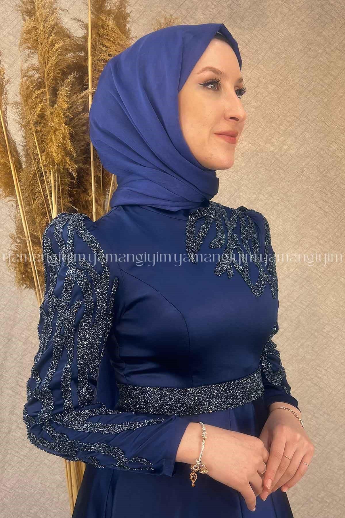 2267 NEW ELEGANS ELBİSE - Lacivert