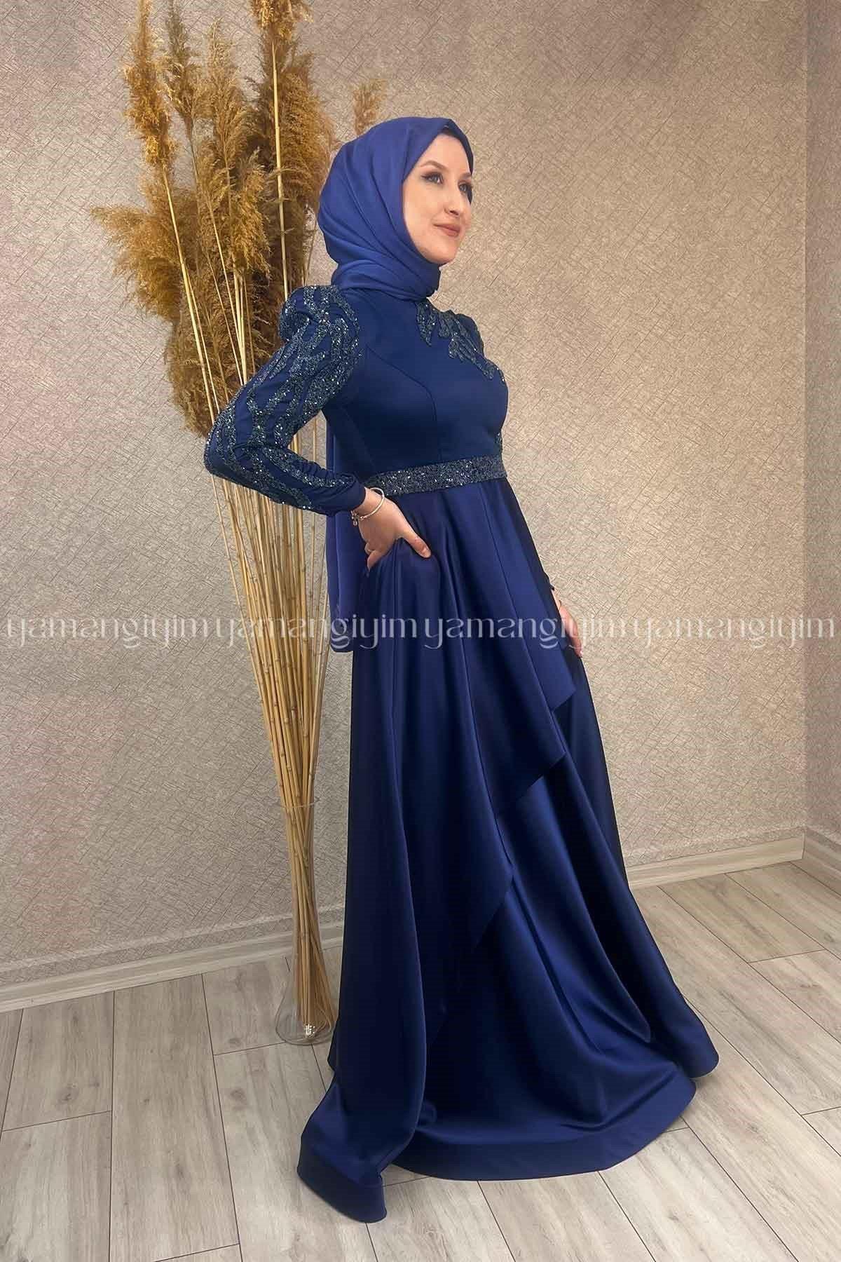 2267 NEW ELEGANS ELBİSE - Lacivert