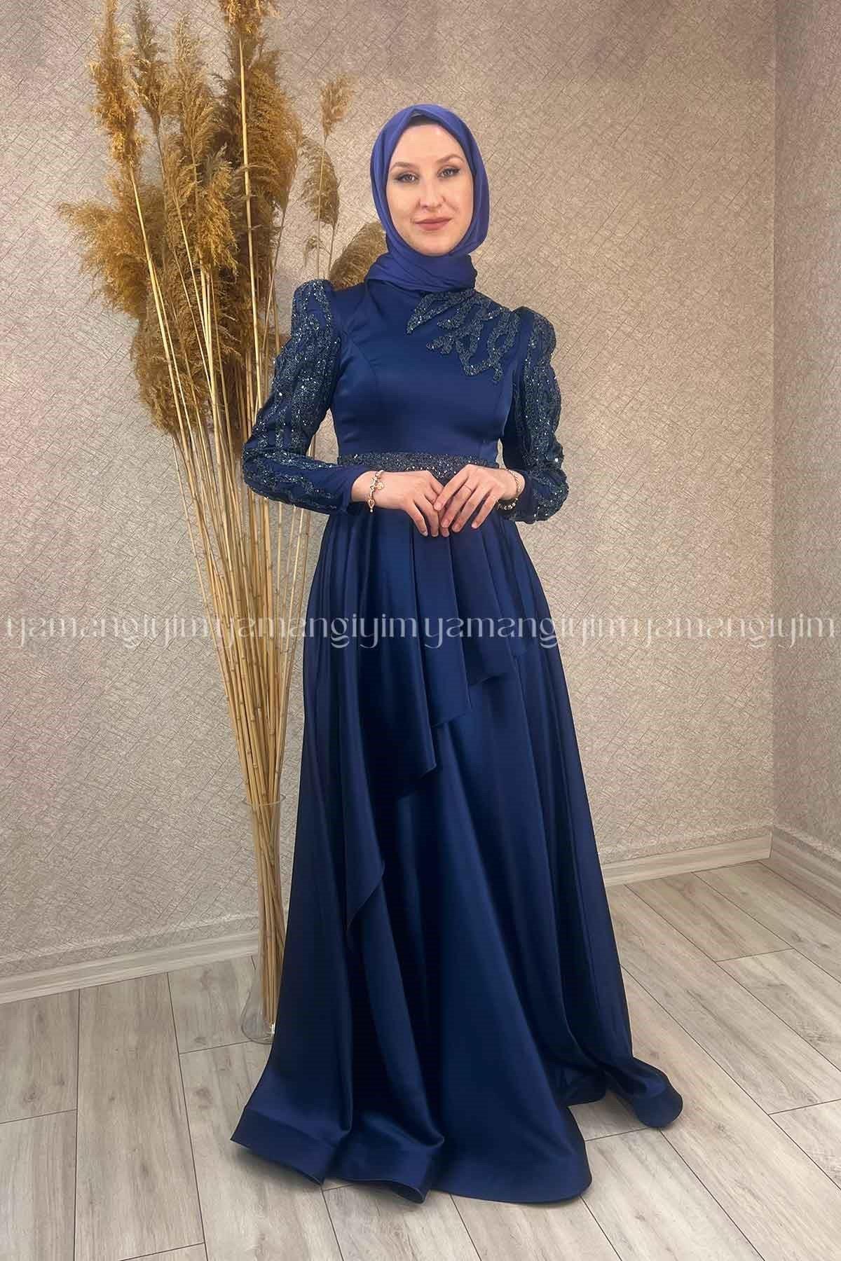 2267 NEW ELEGANS ELBİSE - Lacivert