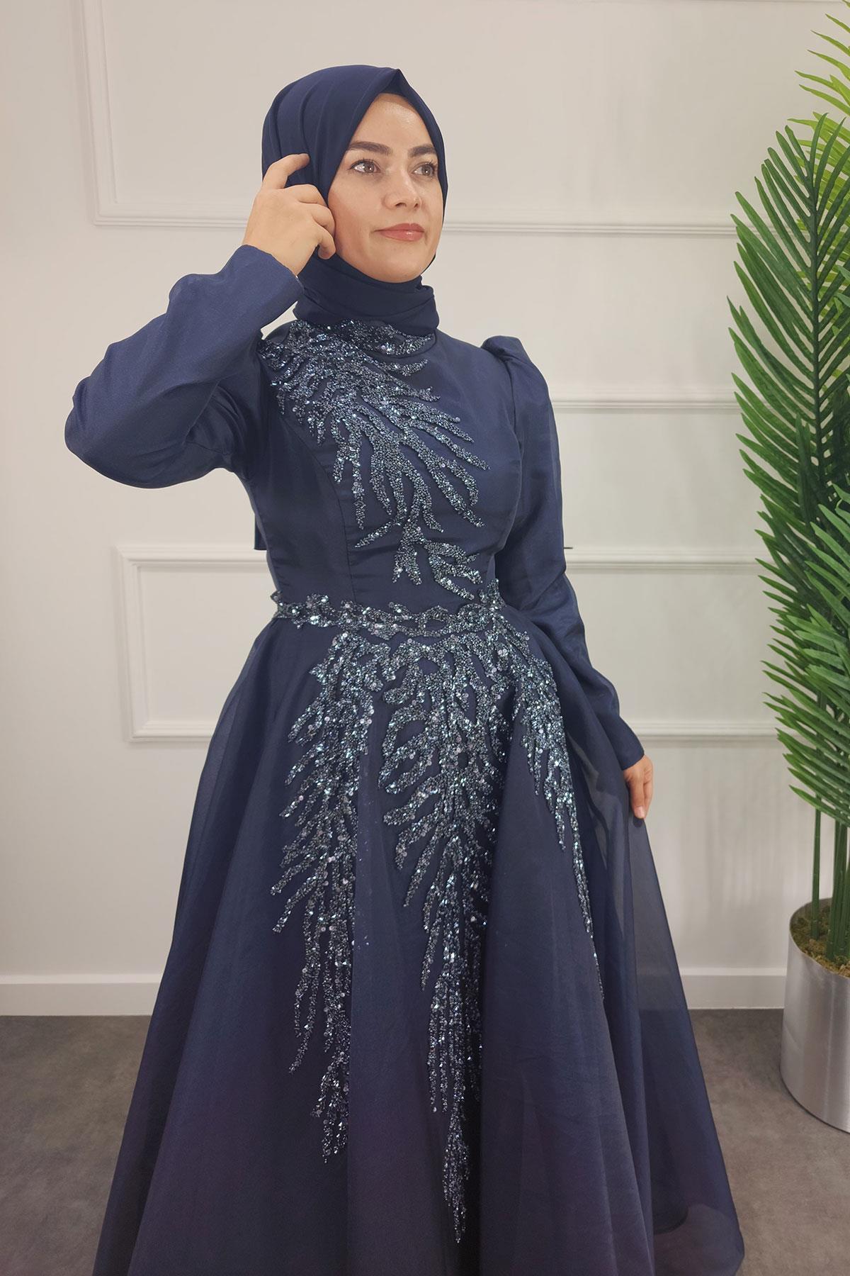 2268 NEW ELEGANS ELBİSE - Lacivert