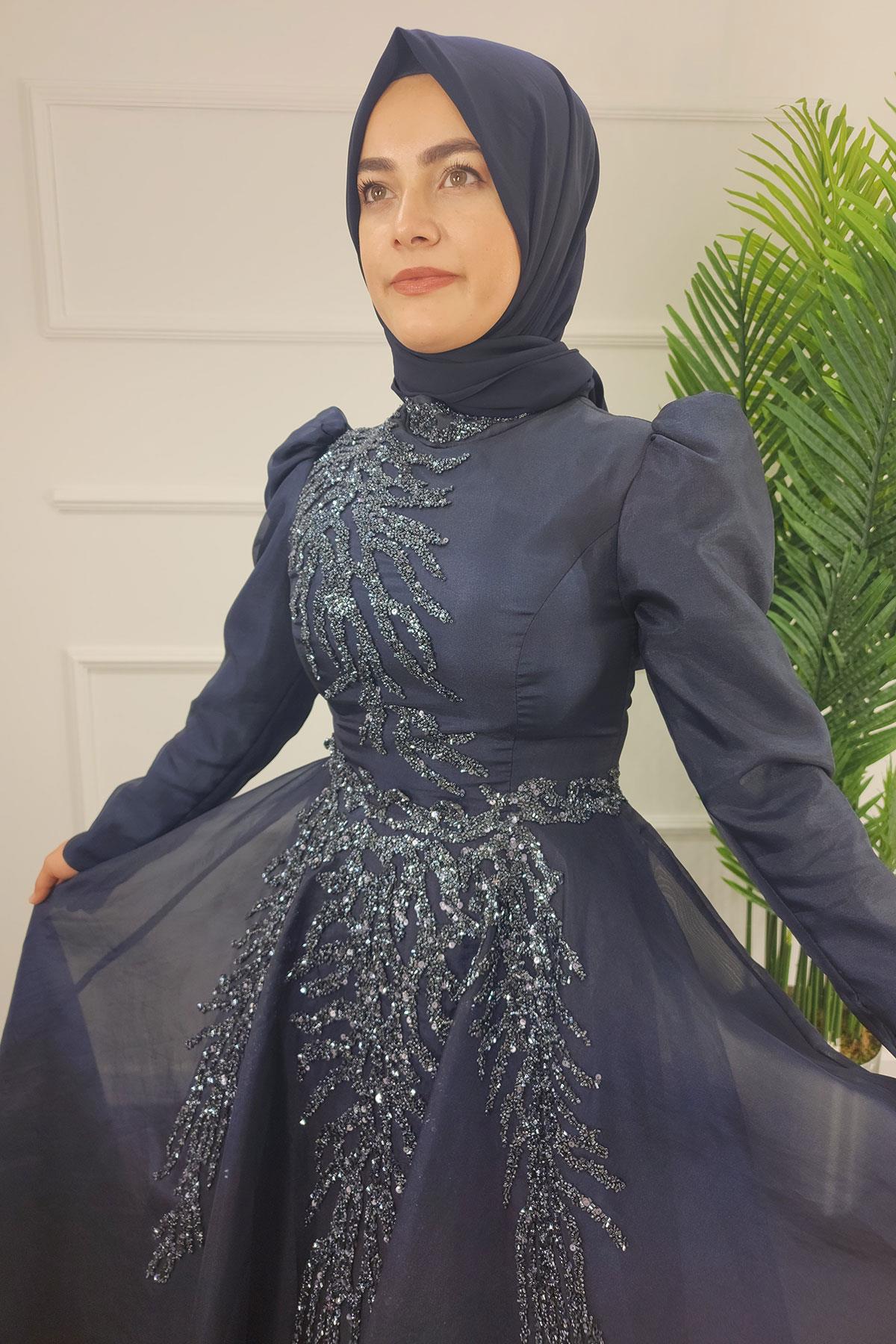 2268 NEW ELEGANS ELBİSE - Lacivert