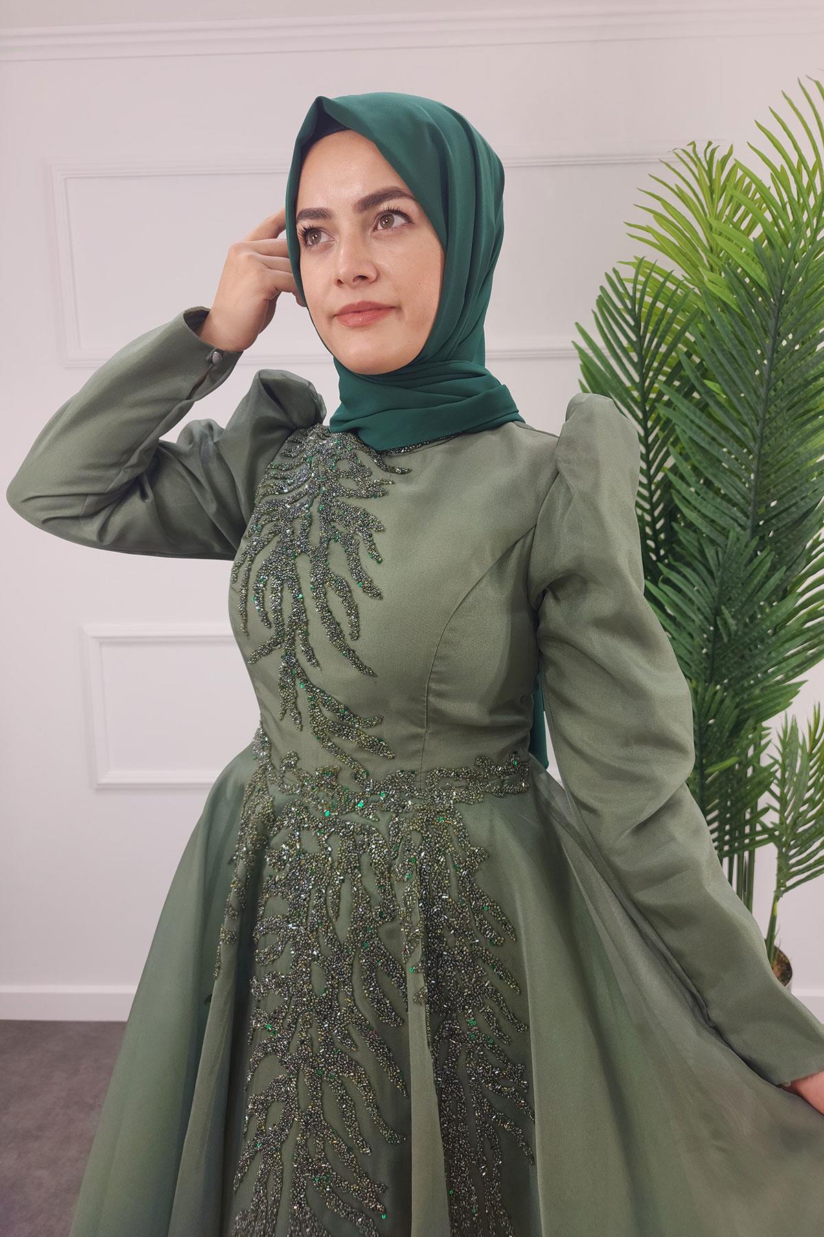 2268 NEW ELEGANS ELBİSE - Yeşil