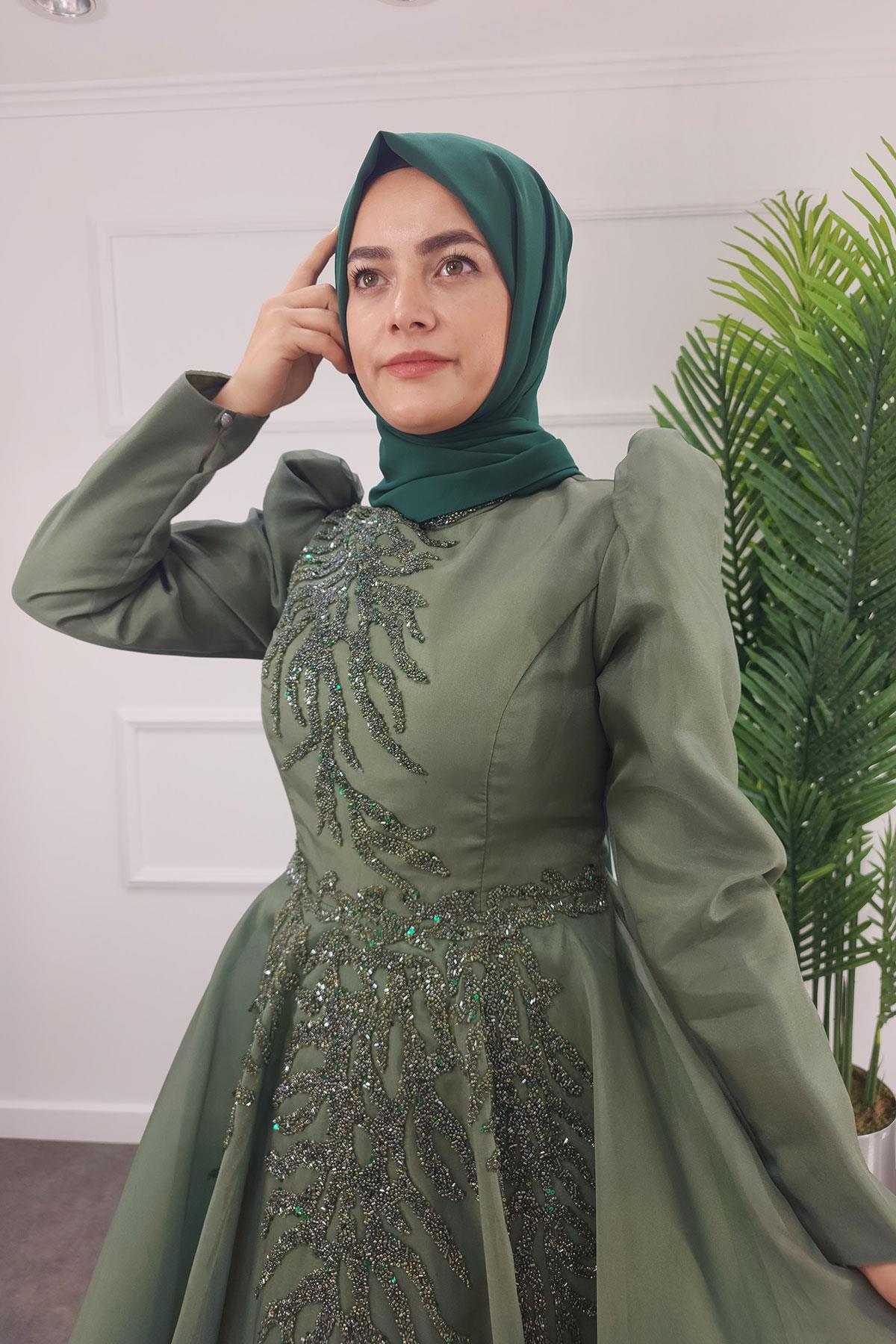 2268 NEW ELEGANS ELBİSE - Yeşil