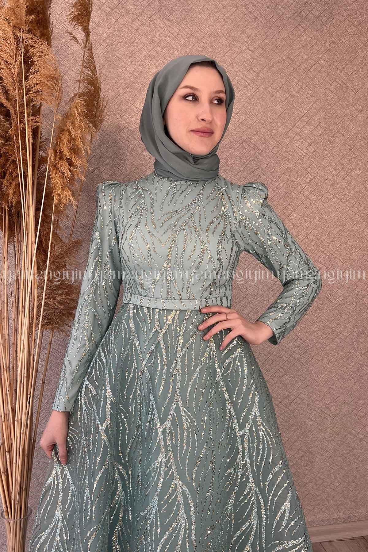 2285 NEW ELEGANS ELBİSE - Mint