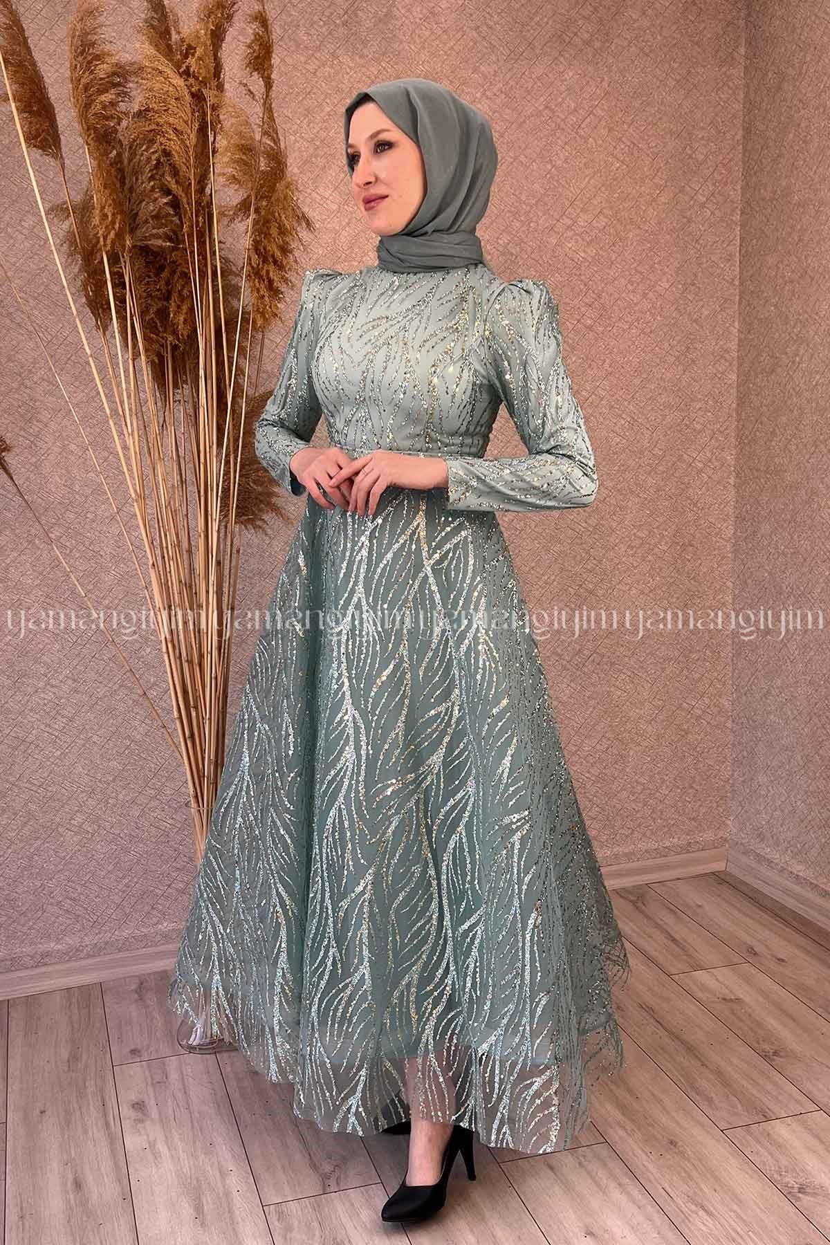 2285 NEW ELEGANS ELBİSE - Mint