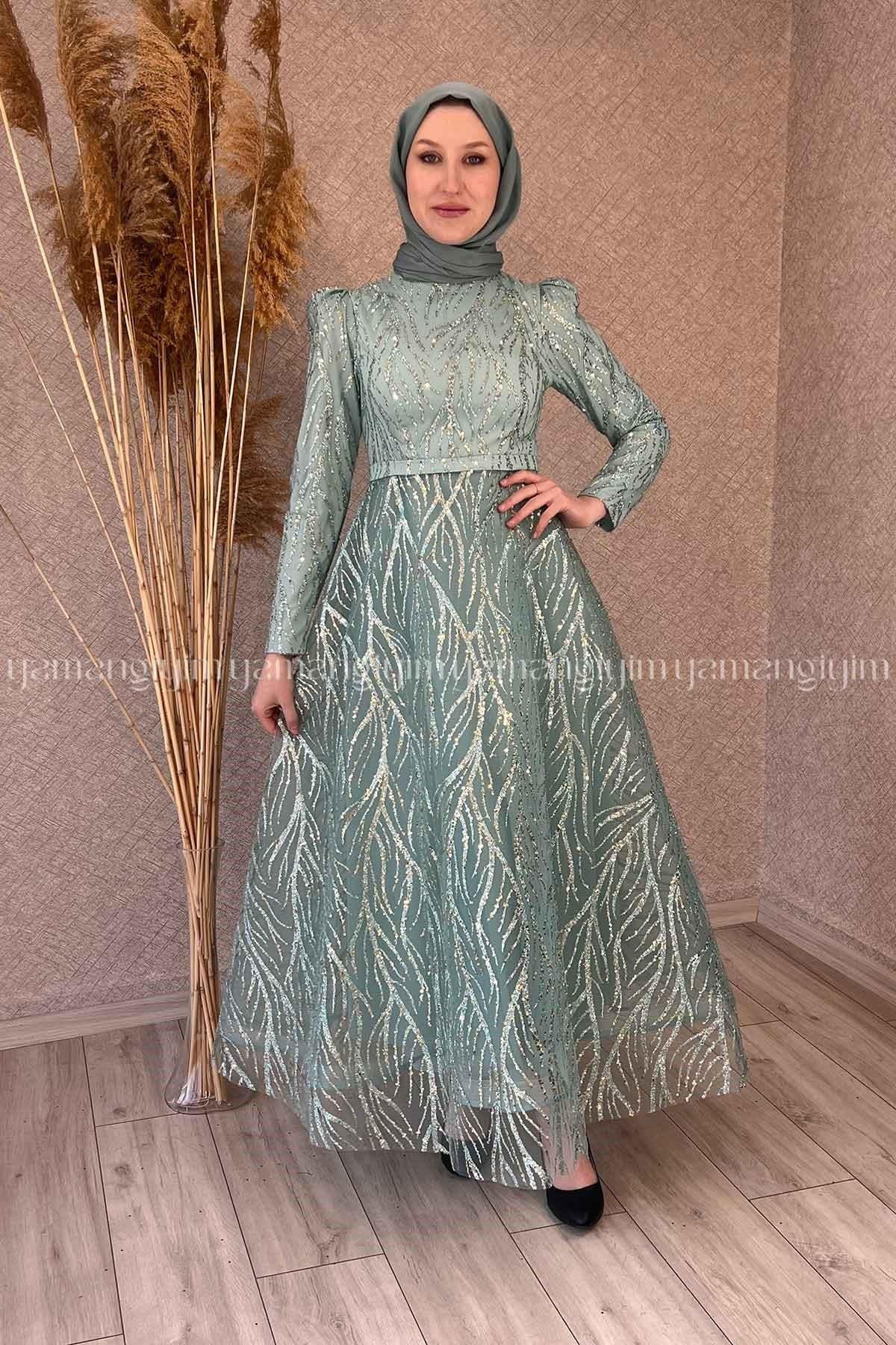 2285 NEW ELEGANS ELBİSE - Mint