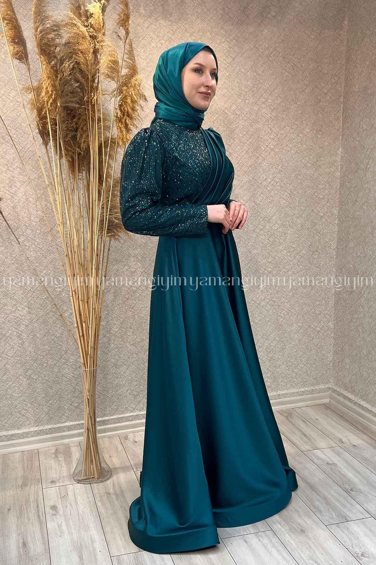2303 NEW ELEGANS ELBİSE - Yeşil