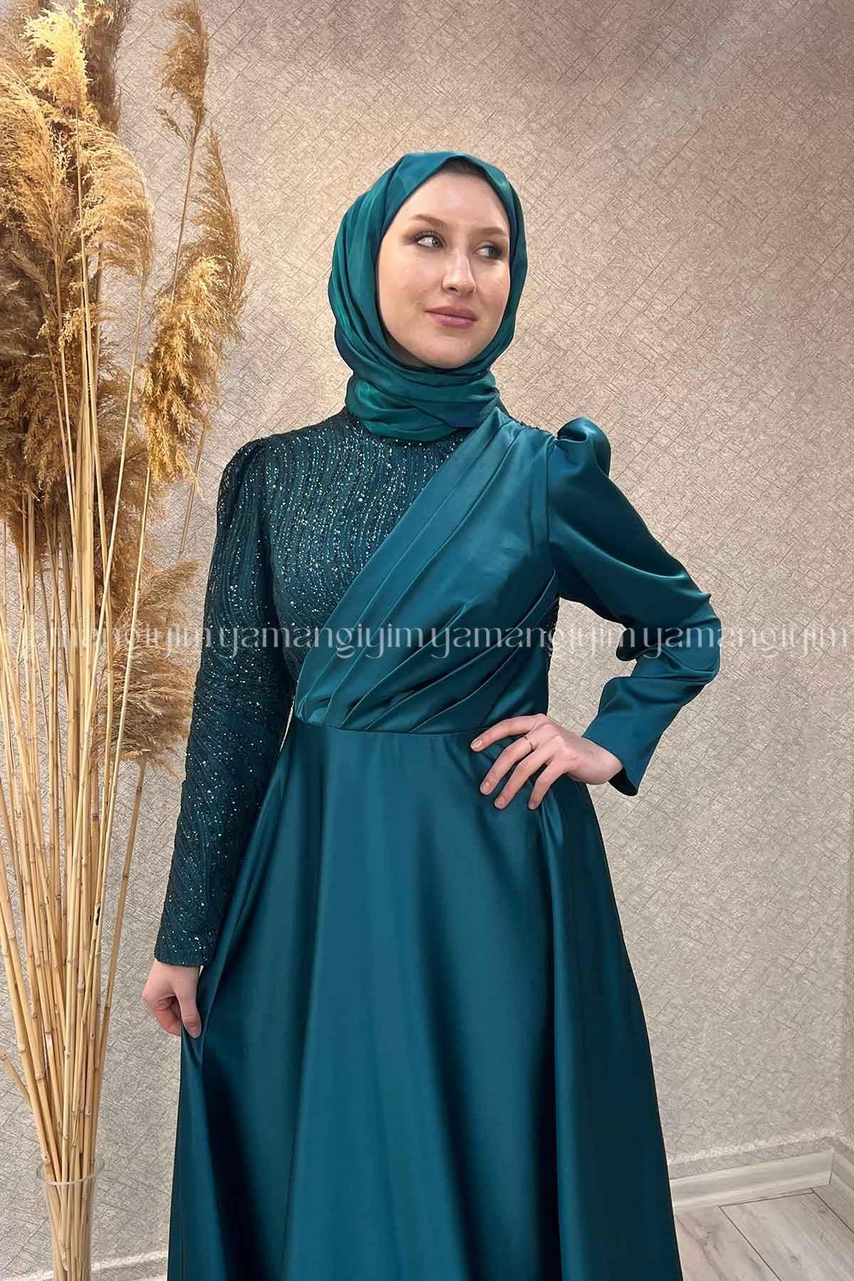 2303 NEW ELEGANS ELBİSE - Yeşil